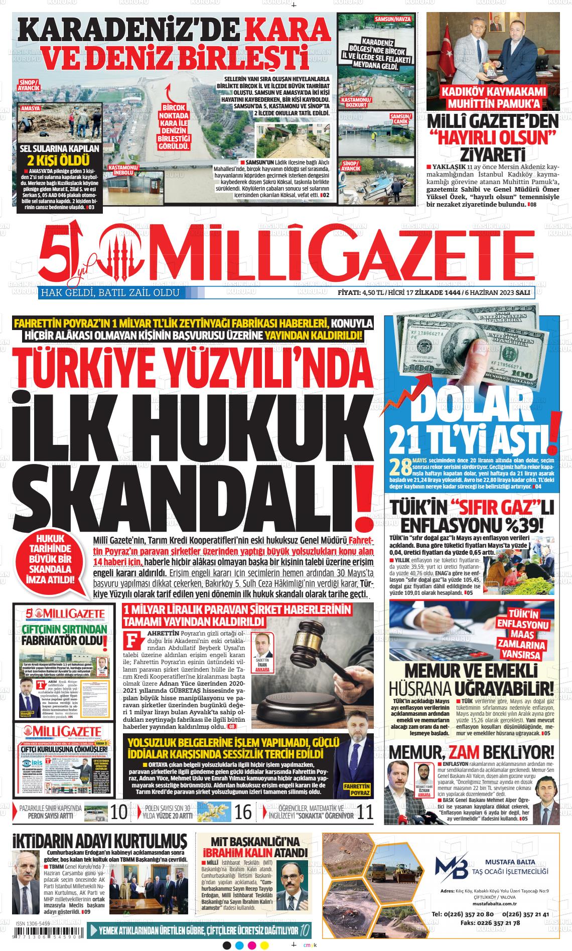 06 Haziran 2023 Milli Gazete Gazete Manşeti