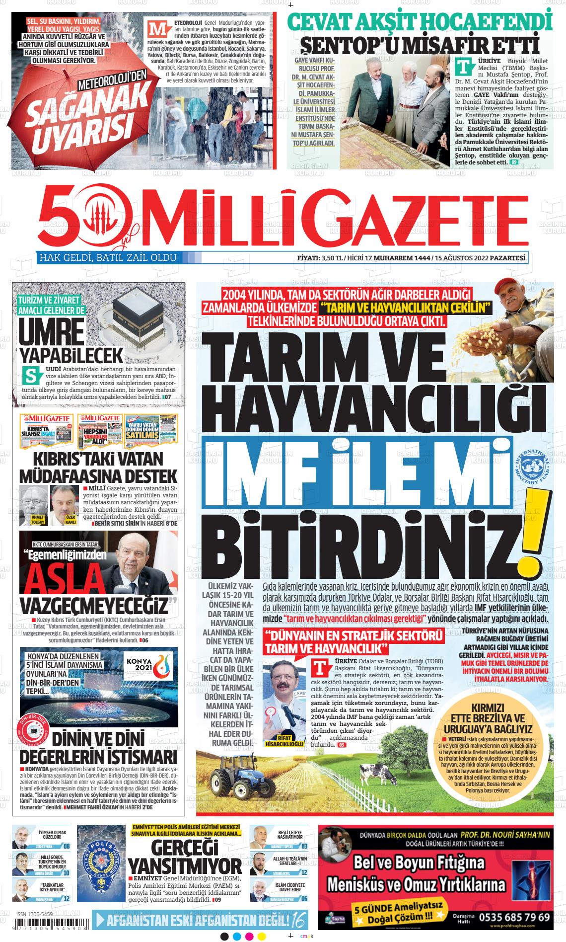 Milli Gazete Gazete Manşeti