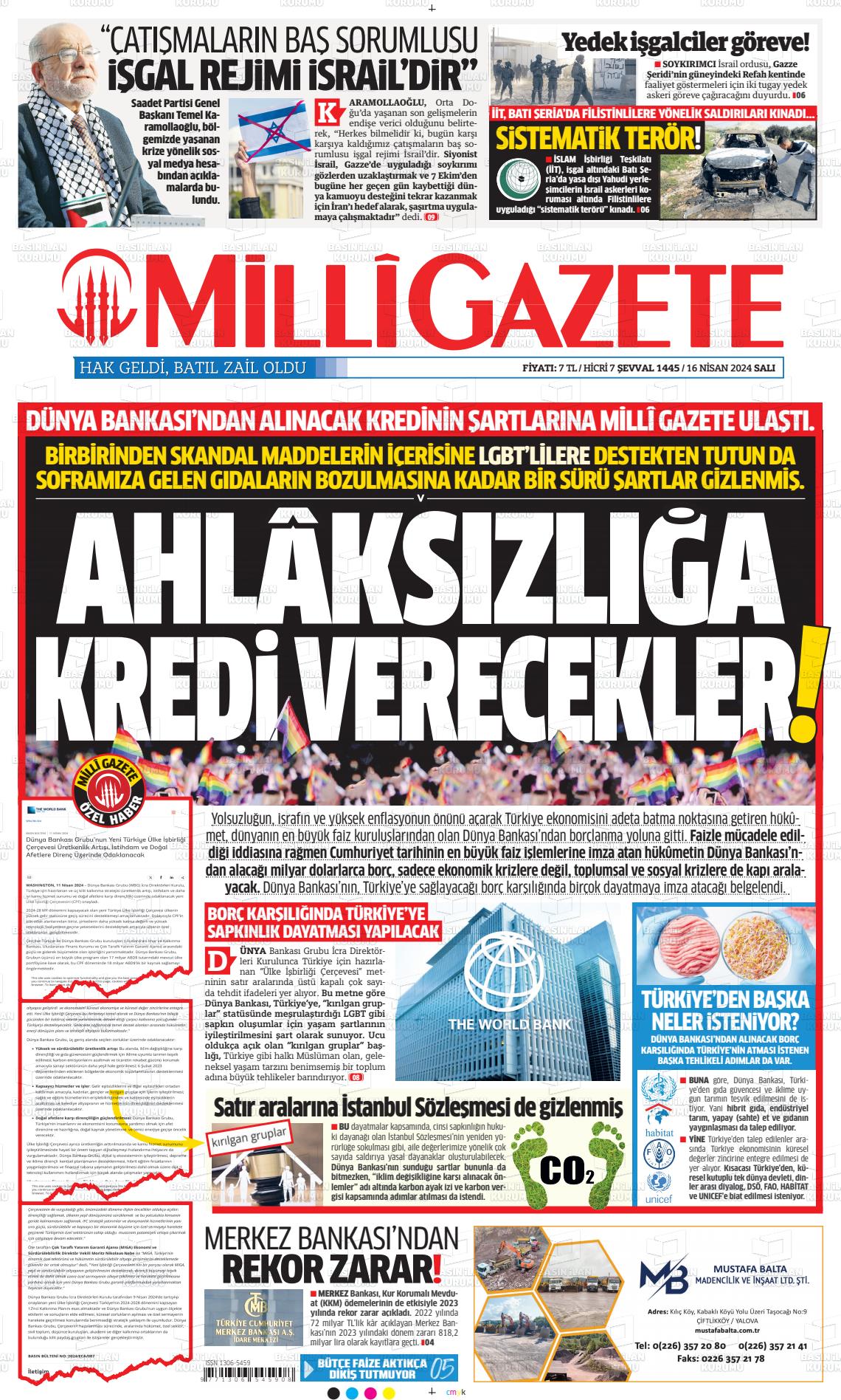 17 Nisan 2024 Milli Gazete Gazete Manşeti