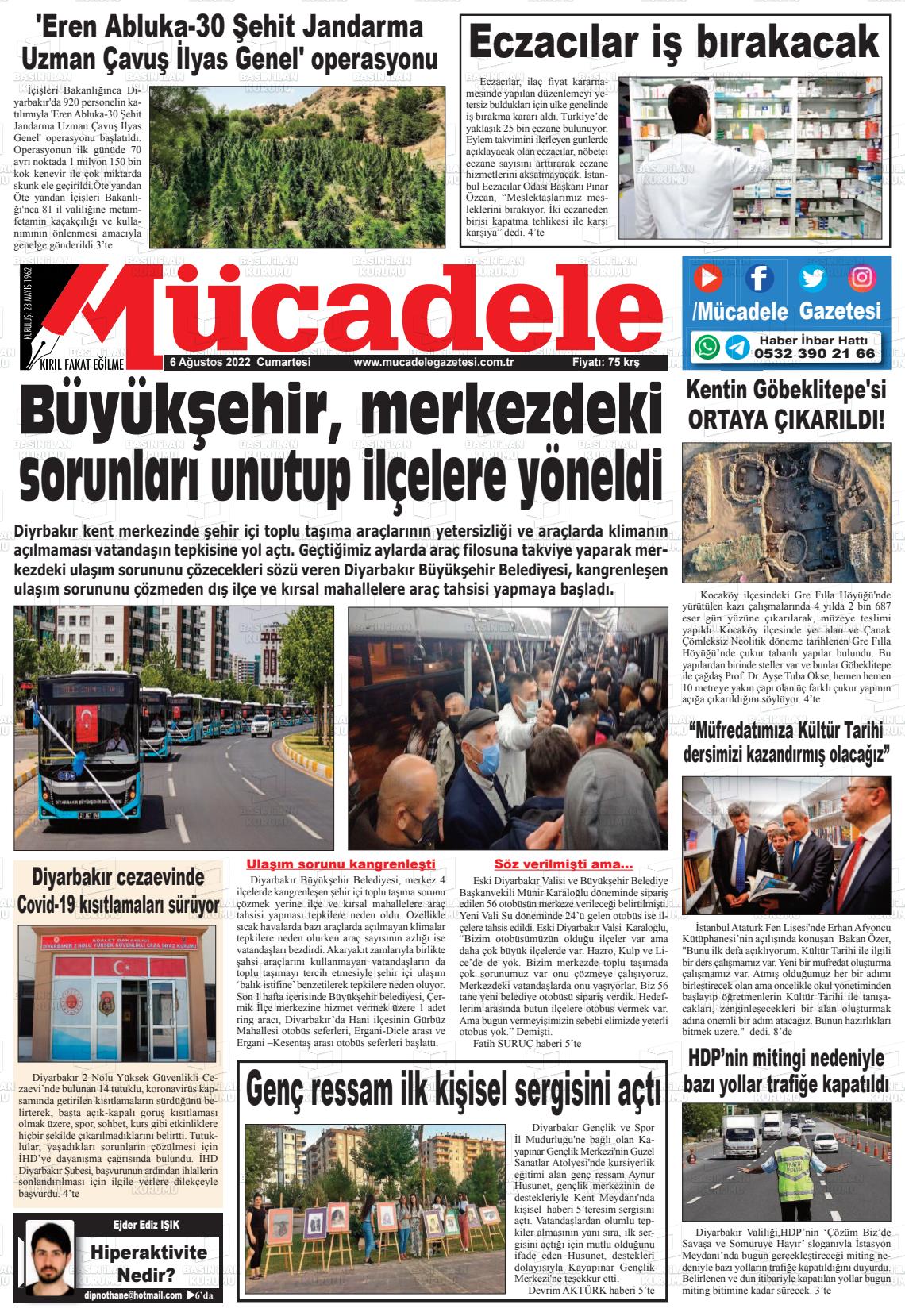 06 Ağustos 2022 Mücadele Gazete Manşeti