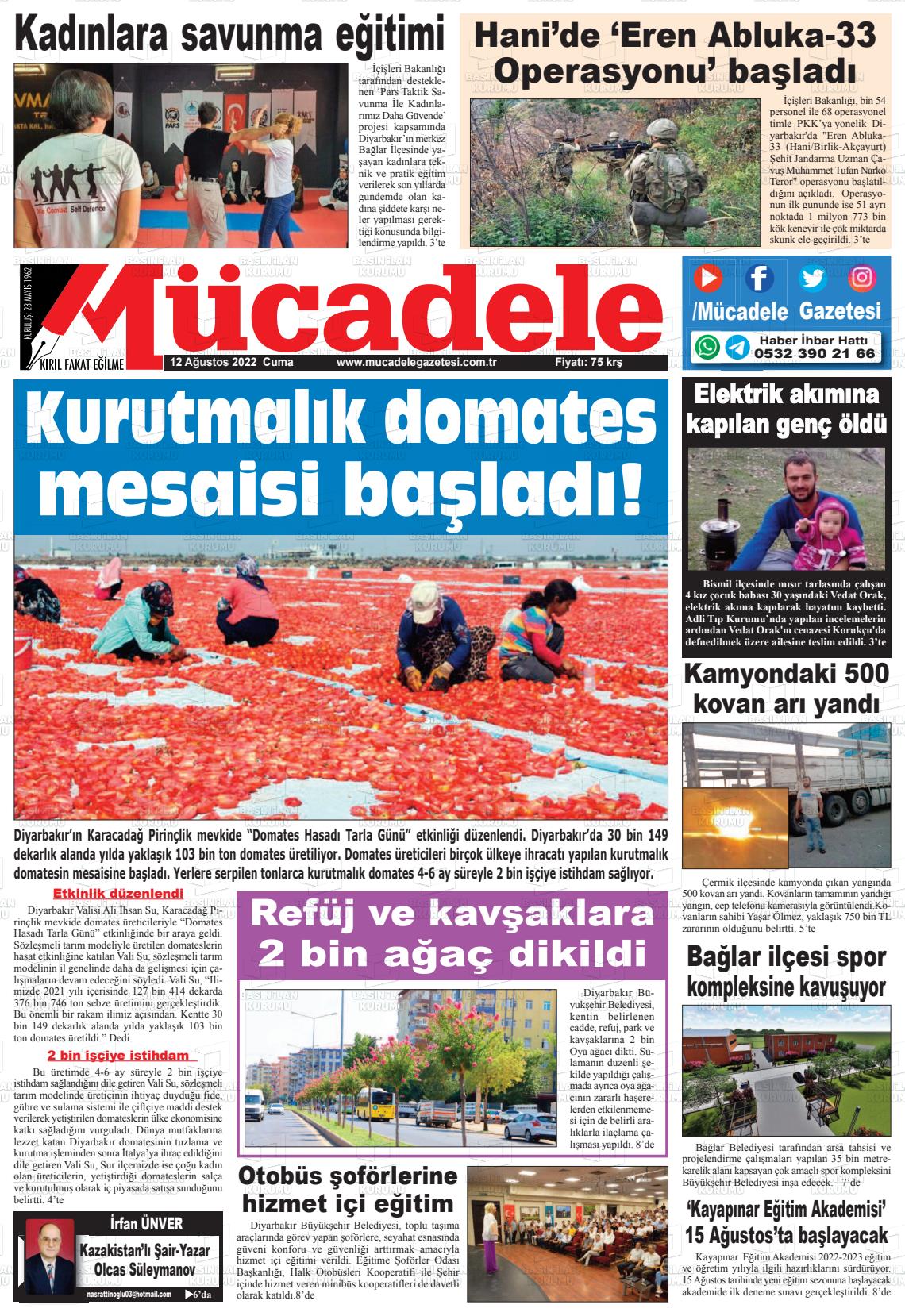 12 Ağustos 2022 Mücadele Gazete Manşeti