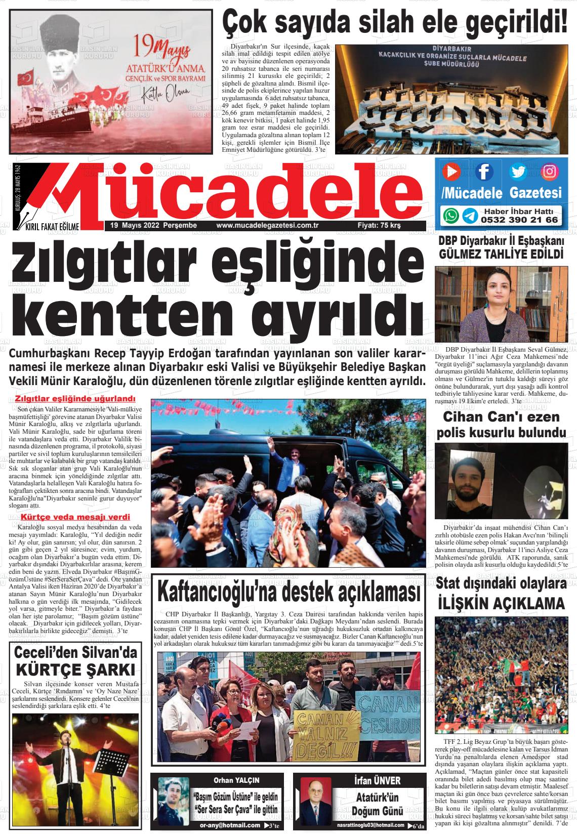 19 Mayıs 2022 Mücadele Gazete Manşeti