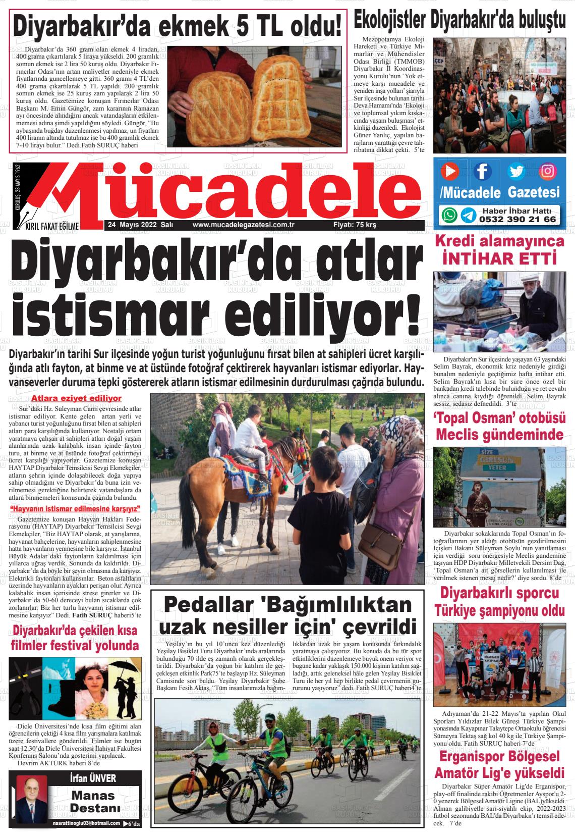 24 Mayıs 2022 Mücadele Gazete Manşeti