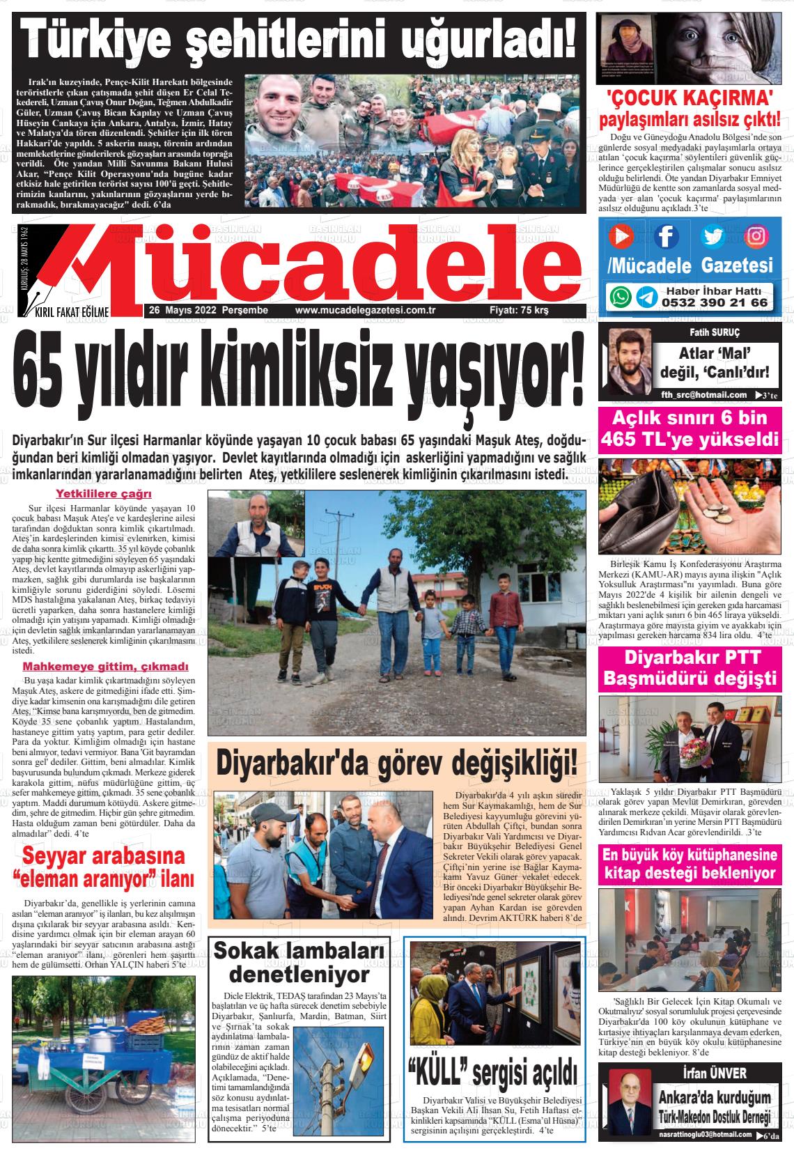 26 Mayıs 2022 Mücadele Gazete Manşeti