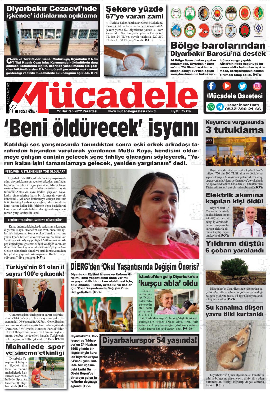 27 Haziran 2022 Mücadele Gazete Manşeti