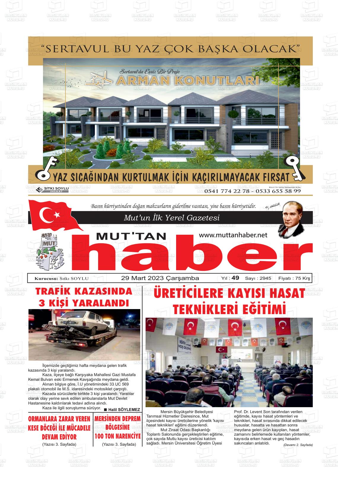 29 Mart 2023 Mut'tan Haber Gazete Manşeti