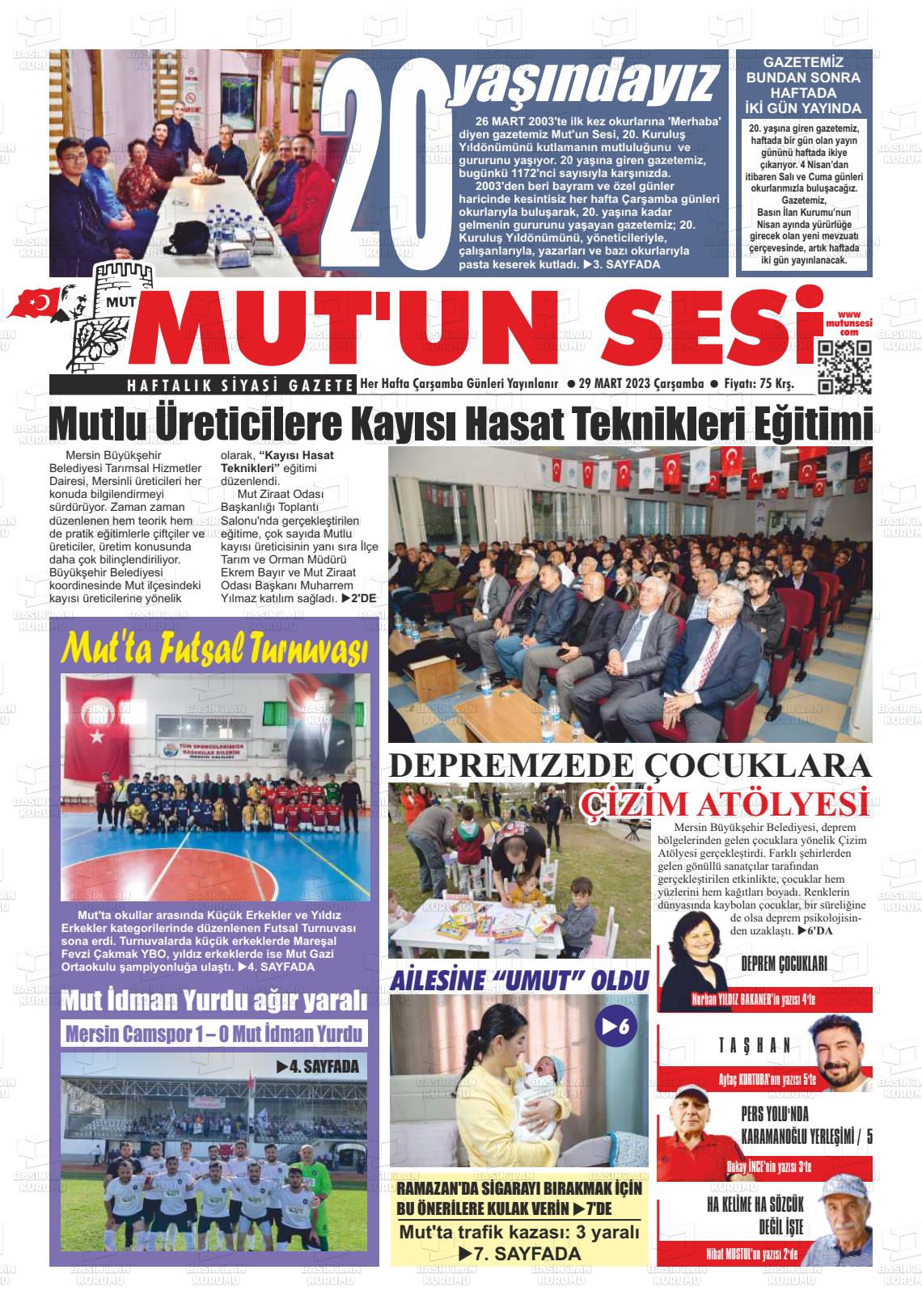 29 Mart 2023 Mut'un Sesi Gazete Manşeti