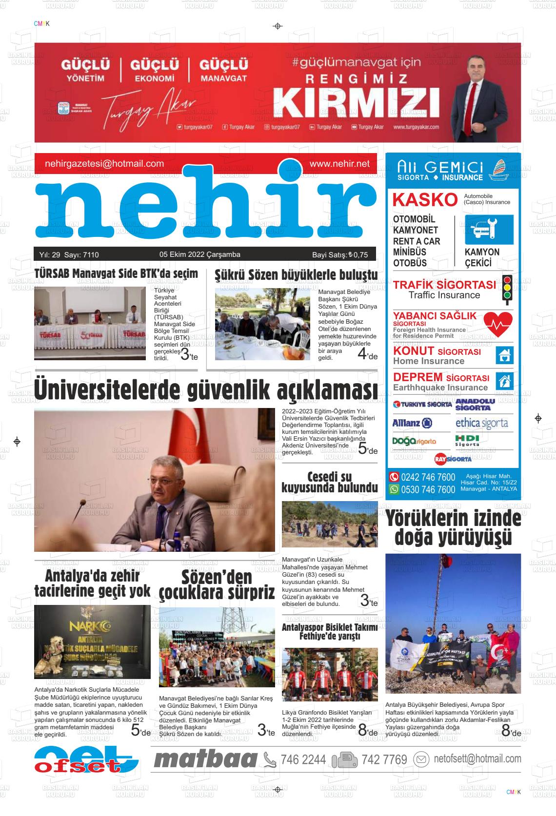 05 Ekim 2022 Nehir Gazete Manşeti