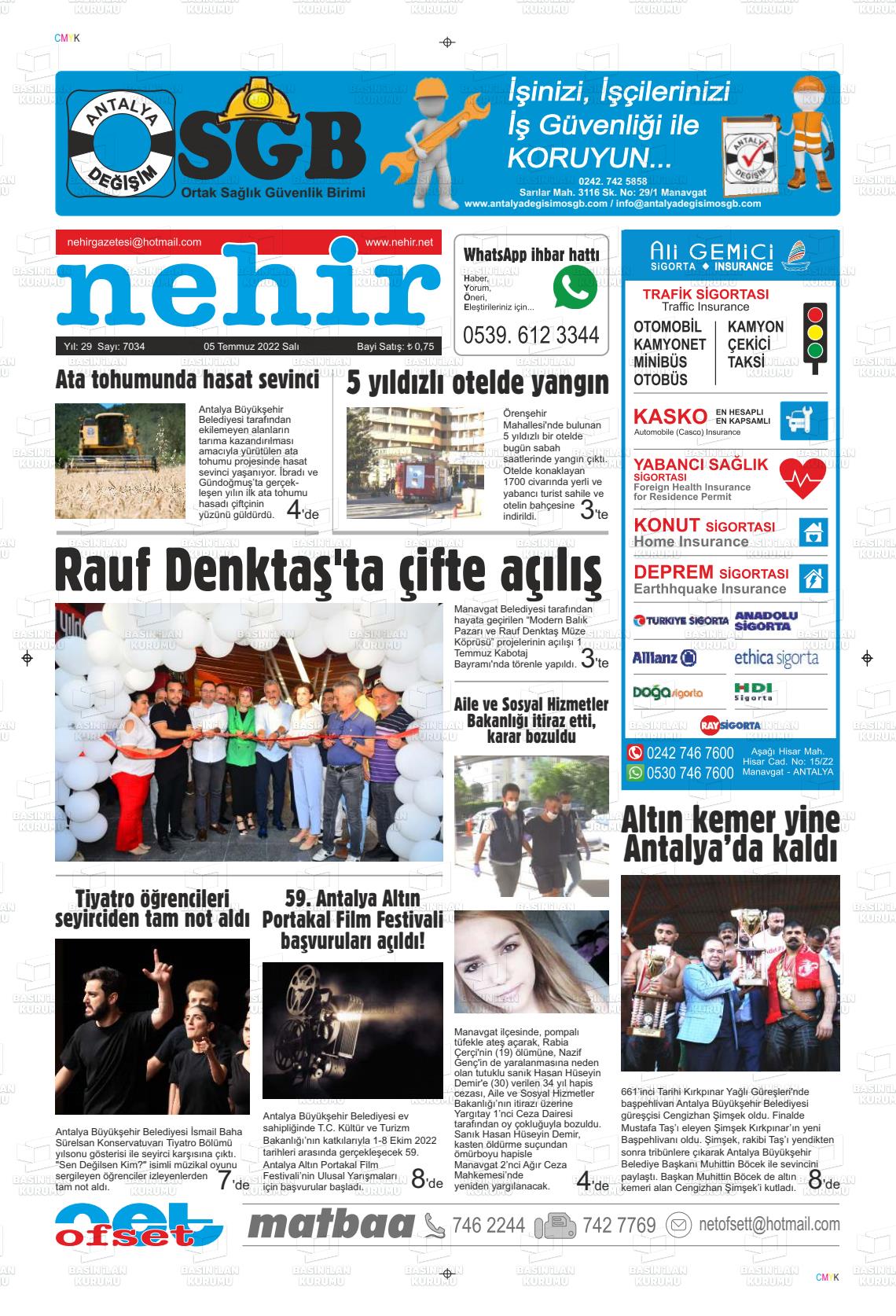 05 Temmuz 2022 Nehir Gazete Manşeti