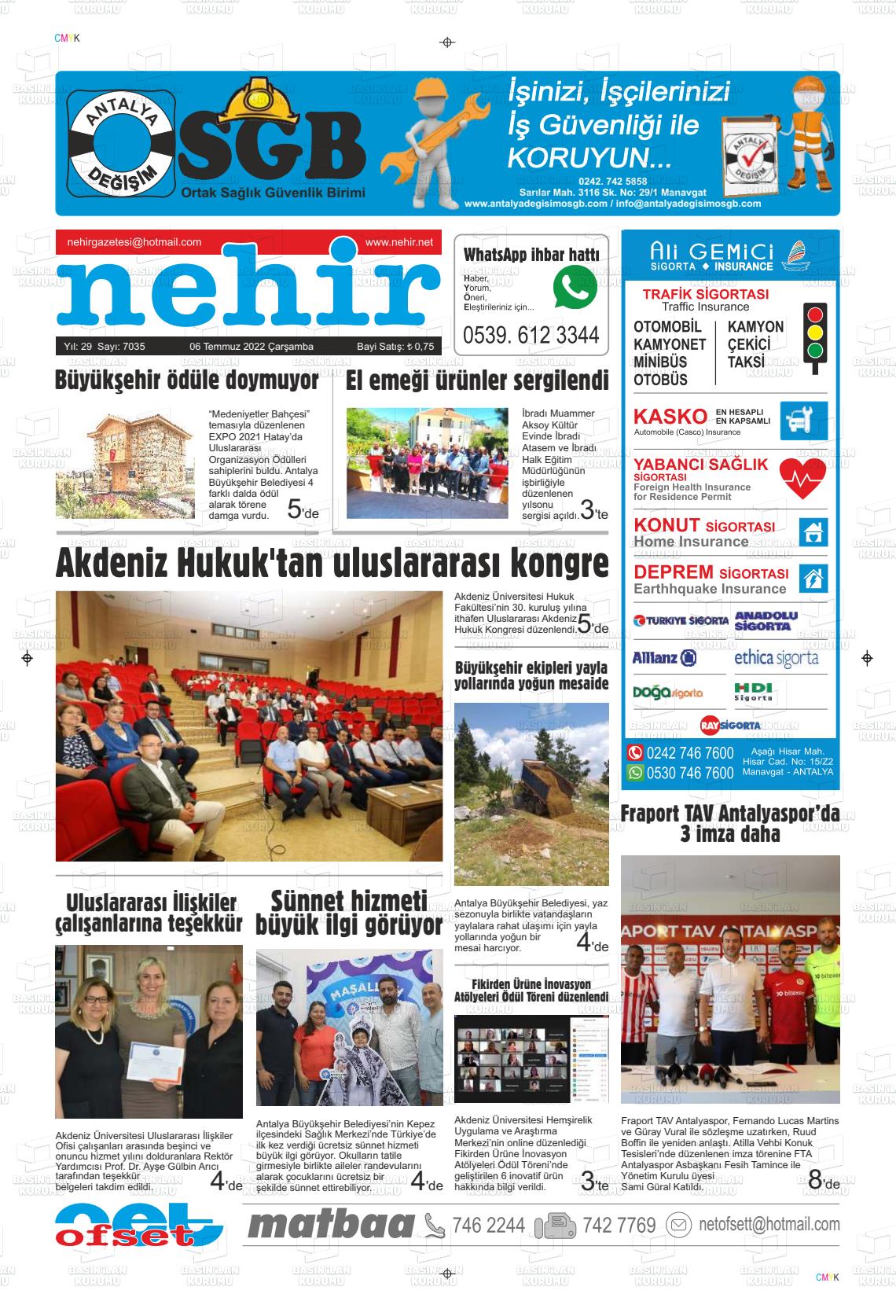 06 Temmuz 2022 Nehir Gazete Manşeti