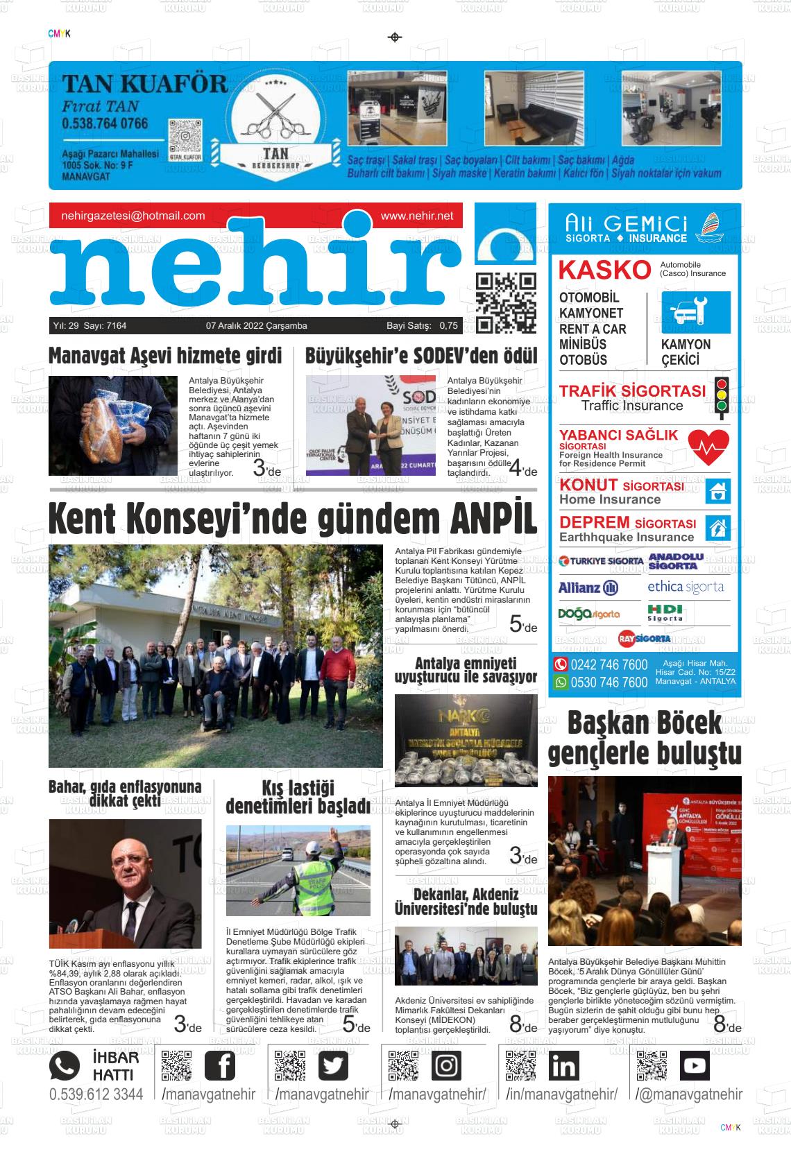07 Aralık 2022 Nehir Gazete Manşeti
