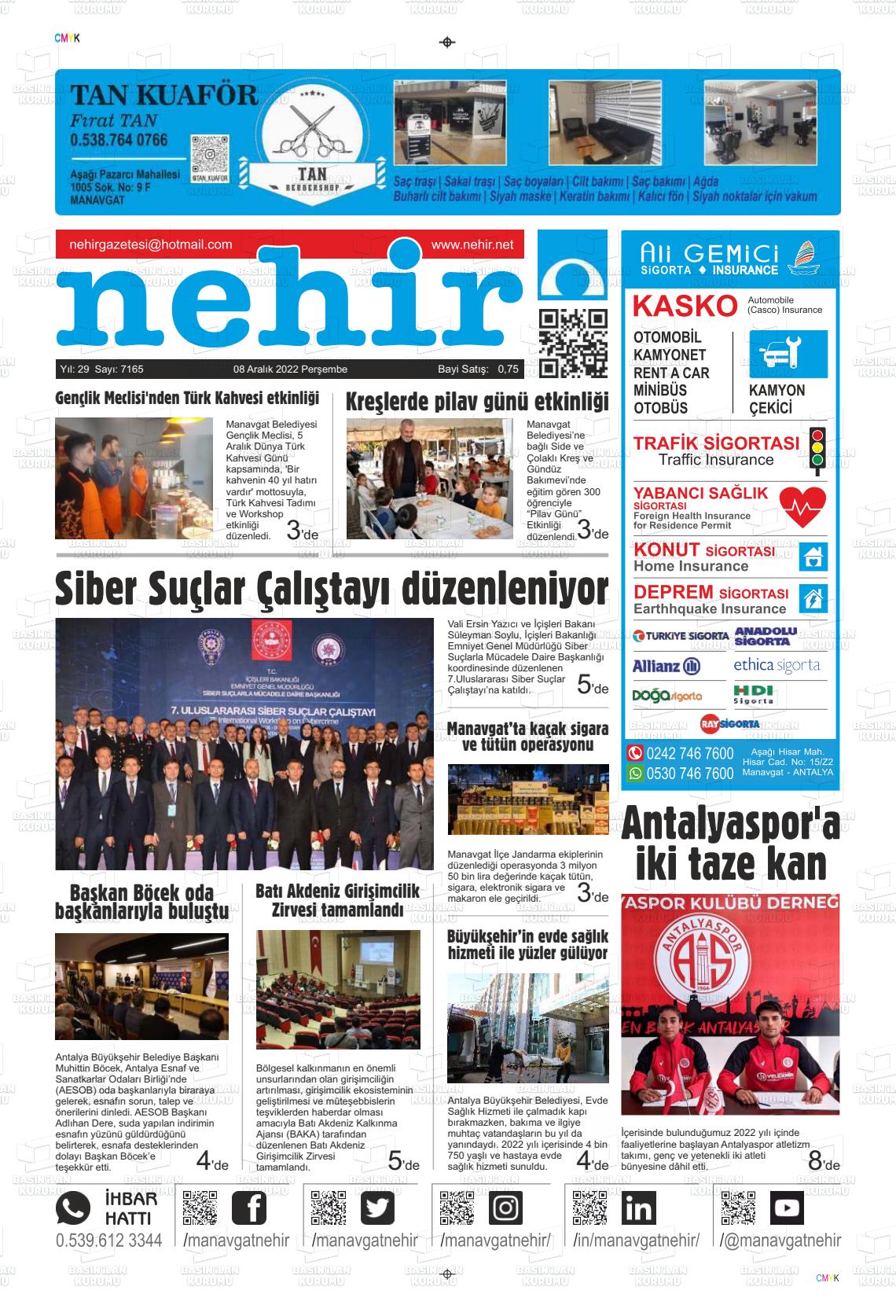08 Aralık 2022 Nehir Gazete Manşeti