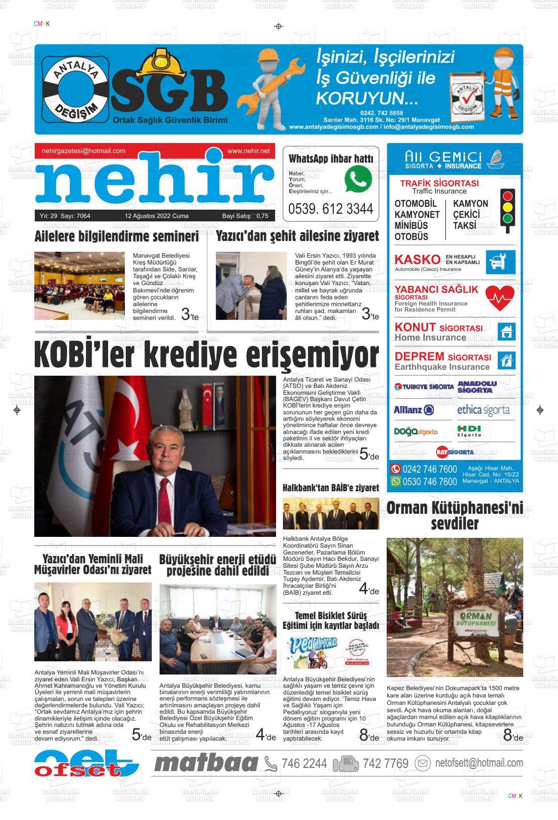 12 Ağustos 2022 Nehir Gazete Manşeti