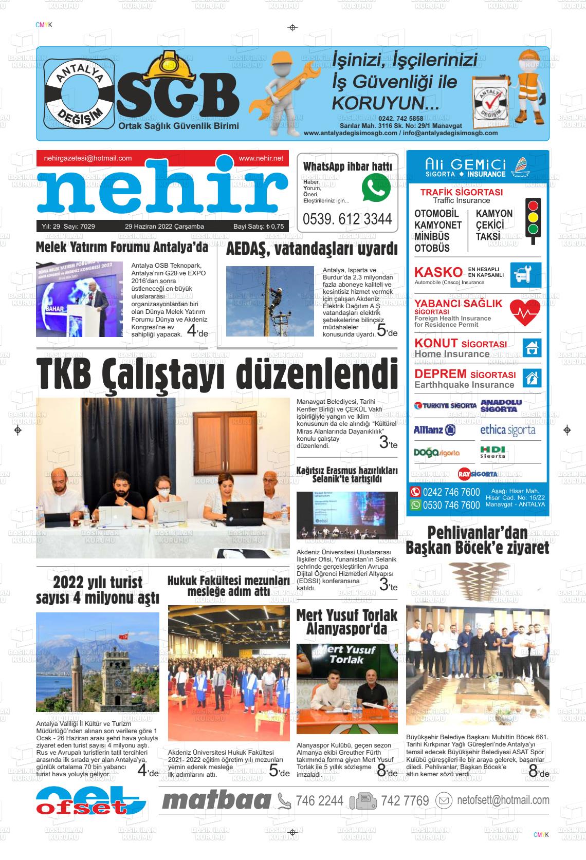 29 Haziran 2022 Nehir Gazete Manşeti