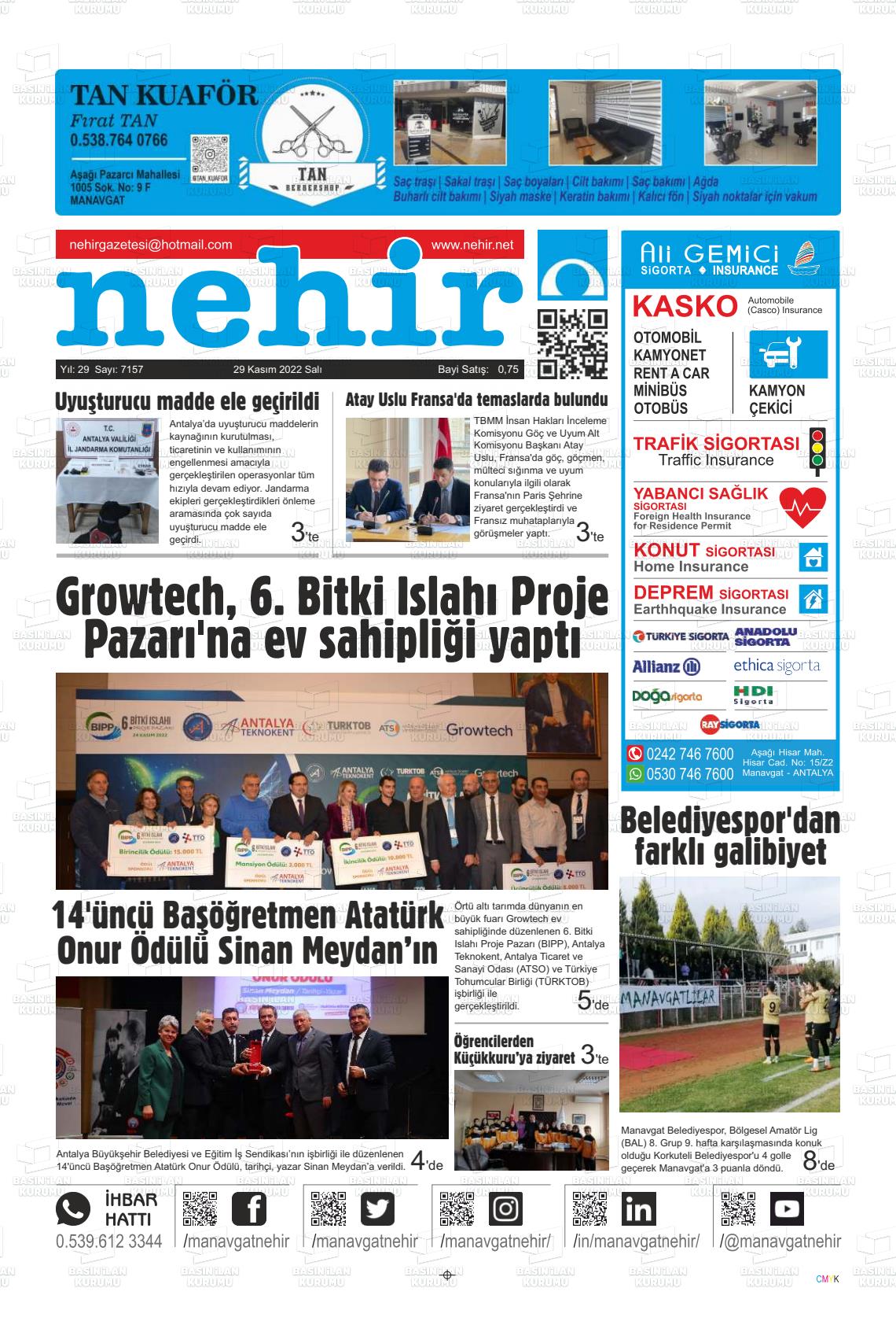 29 Kasım 2022 Nehir Gazete Manşeti