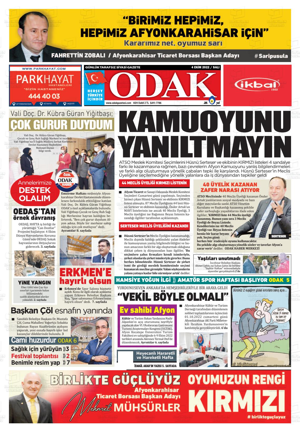 04 Ekim 2022 Odak Gazete Manşeti