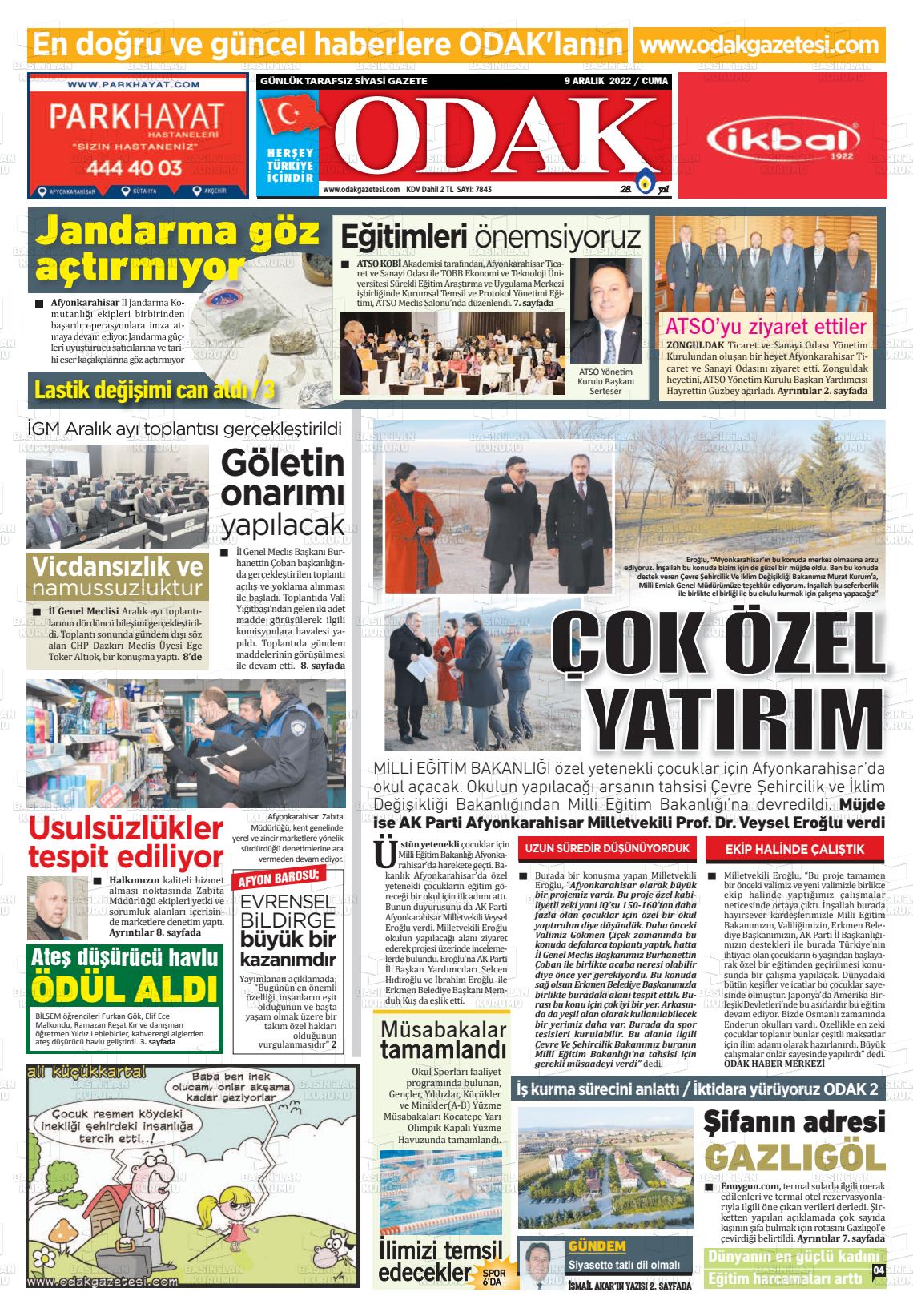 09 Aralık 2022 Odak Gazete Manşeti