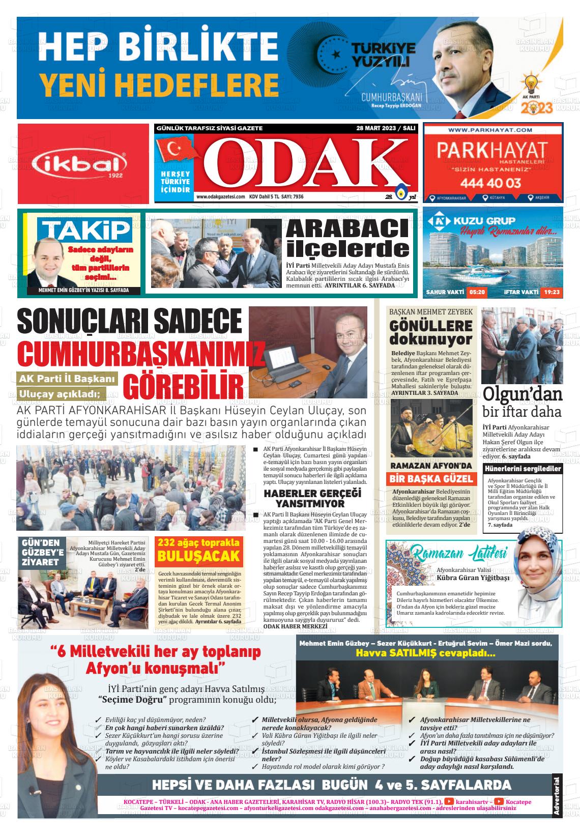 28 Mart 2023 Odak Gazete Manşeti