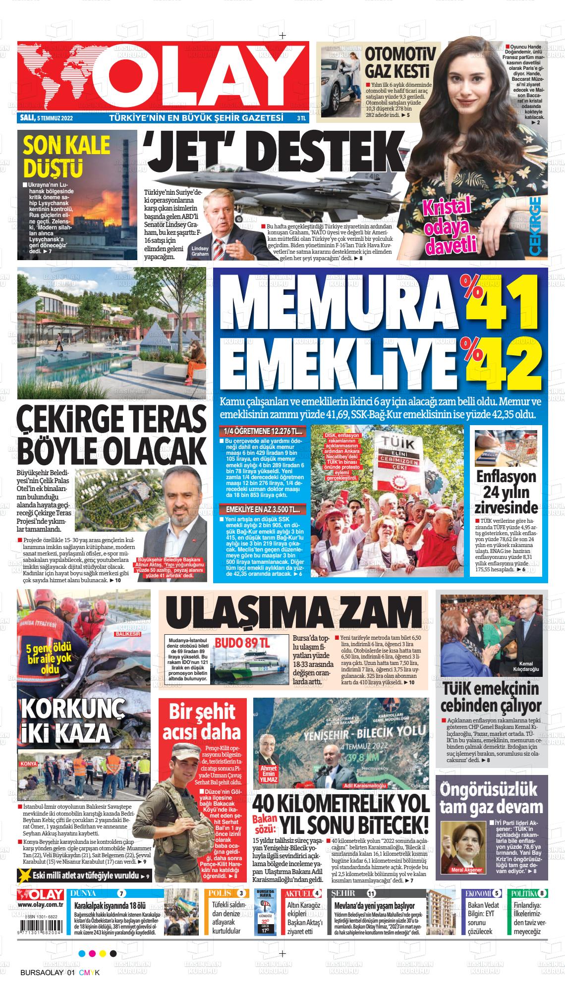 05 Temmuz 2022 Olay Gazete Manşeti