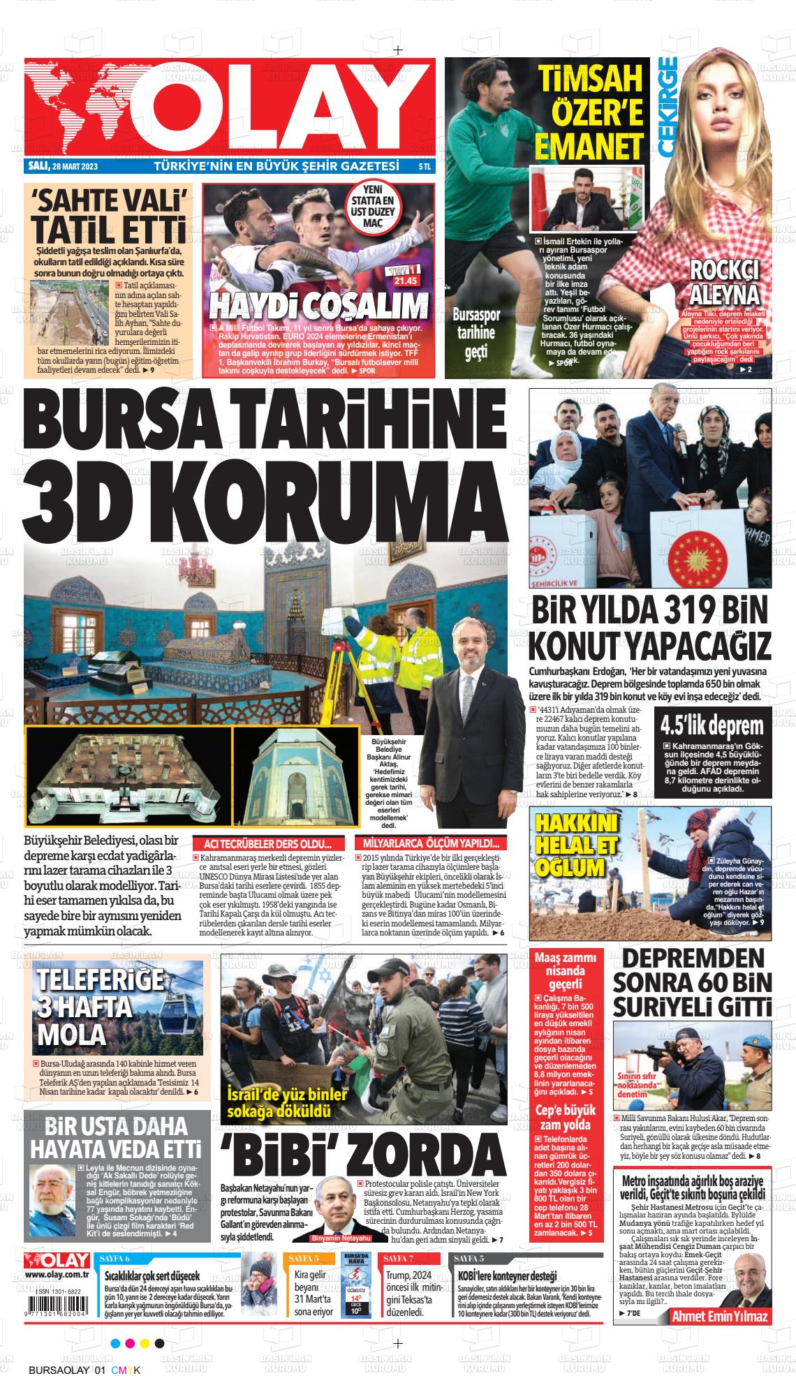 28 Mart 2023 Olay Gazete Manşeti