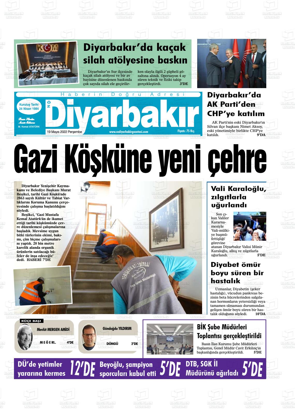 19 Mayıs 2022 Öz Diyarbakir Gazete Gazete Manşeti