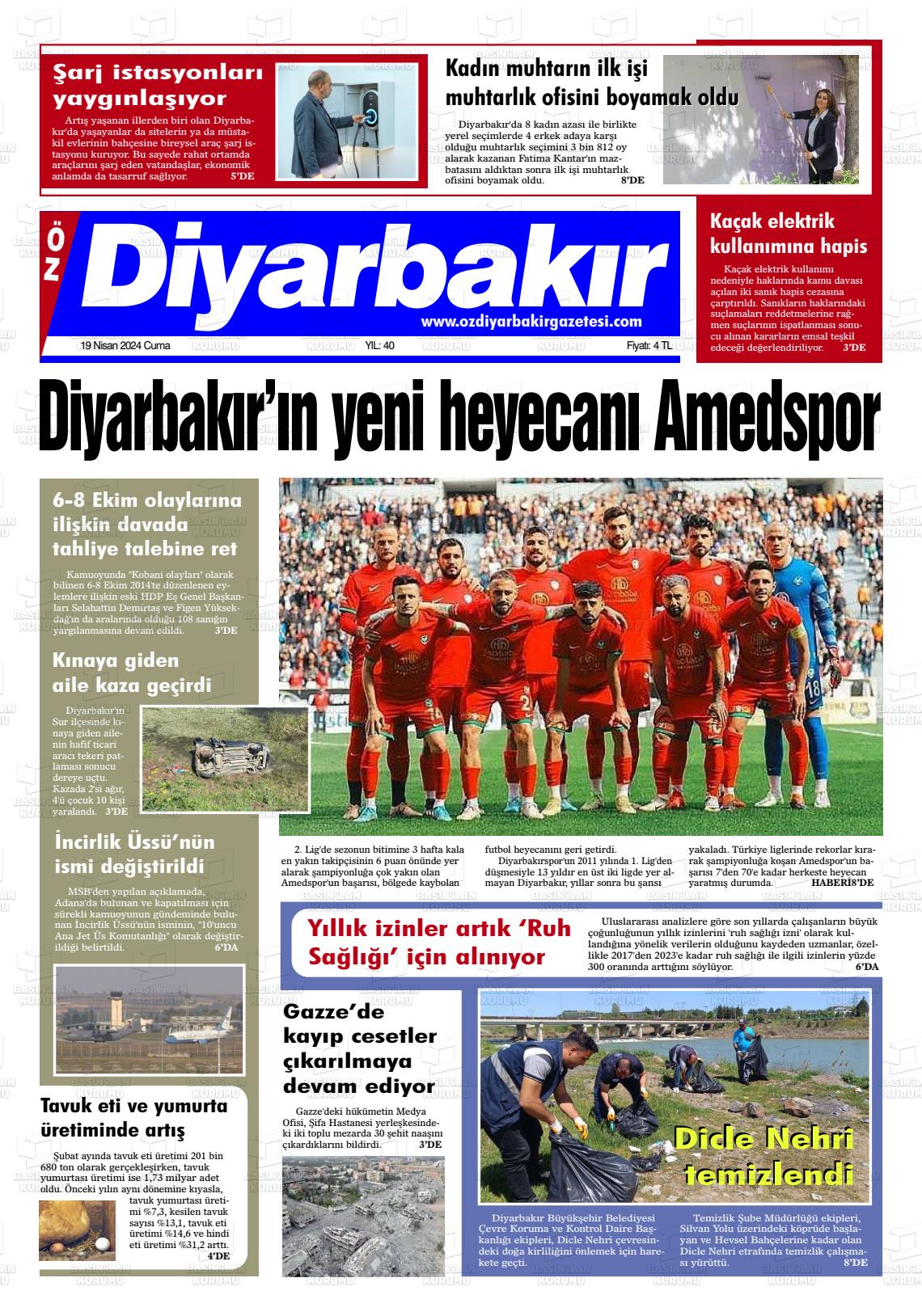 19 Nisan 2024 Öz Diyarbakir Gazete Gazete Manşeti