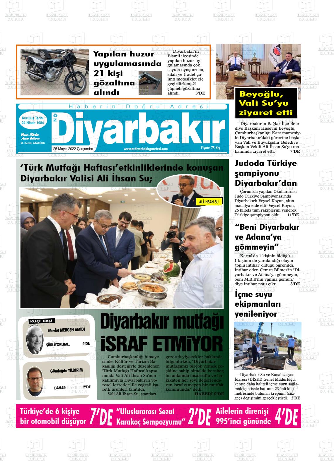 25 Mayıs 2022 Öz Diyarbakir Gazete Gazete Manşeti