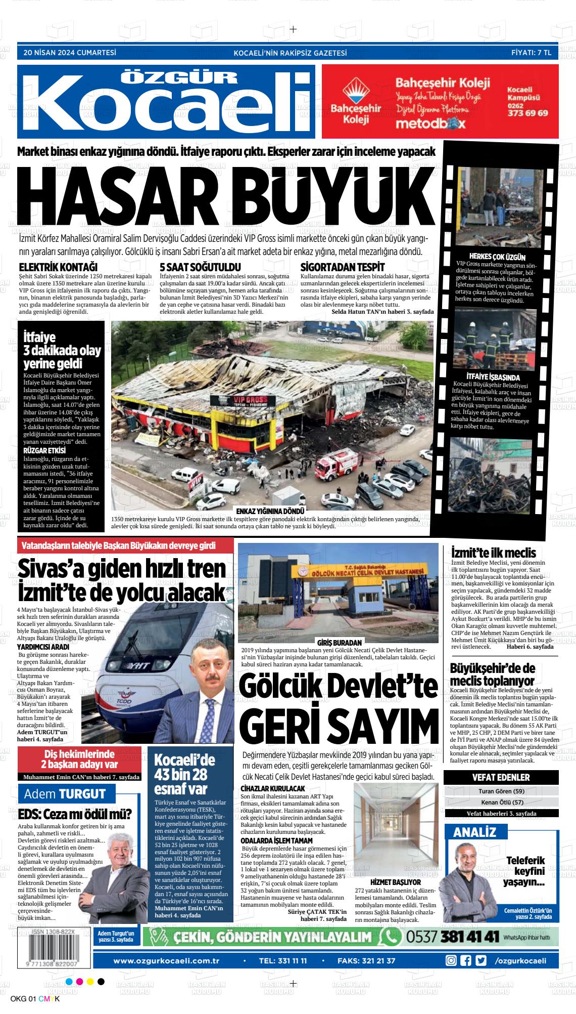 20 Nisan 2024 Özgür Kocaeli Gazete Manşeti