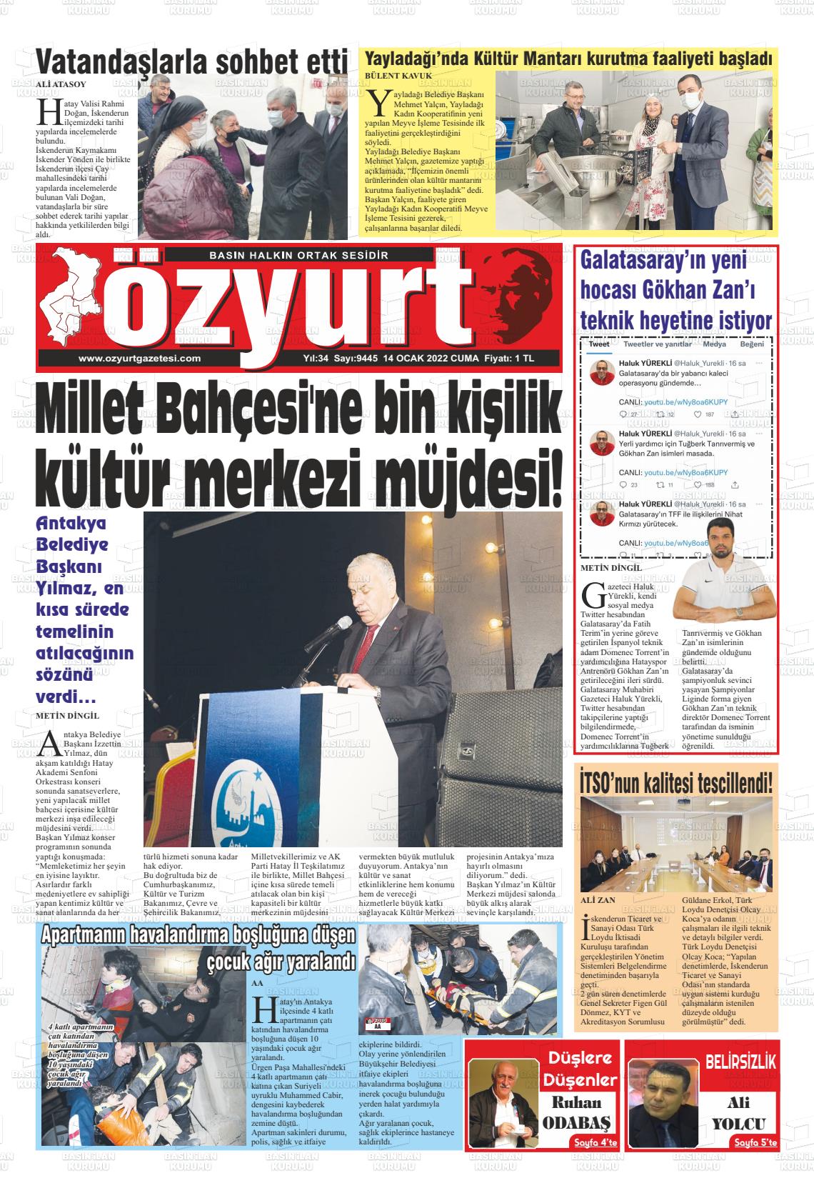 14 Ocak 2022 Özyurt Gazete Manşeti