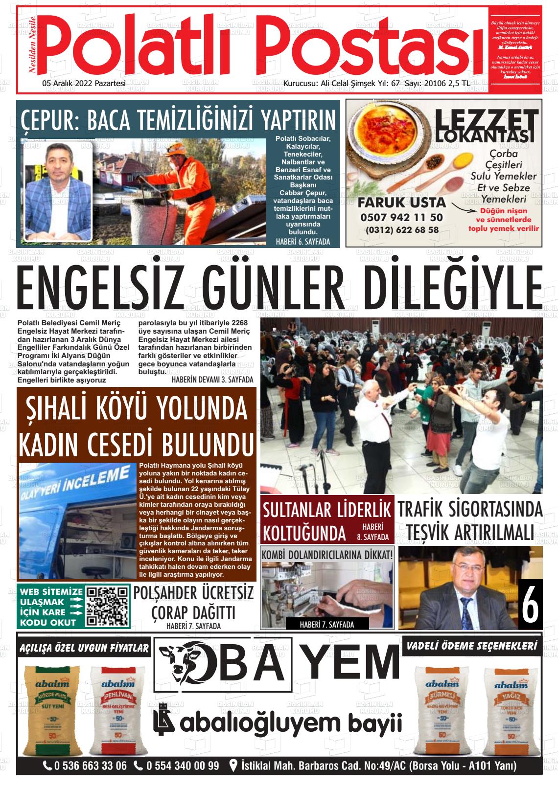 05 Aralık 2022 Polatlı Postası Gazete Manşeti