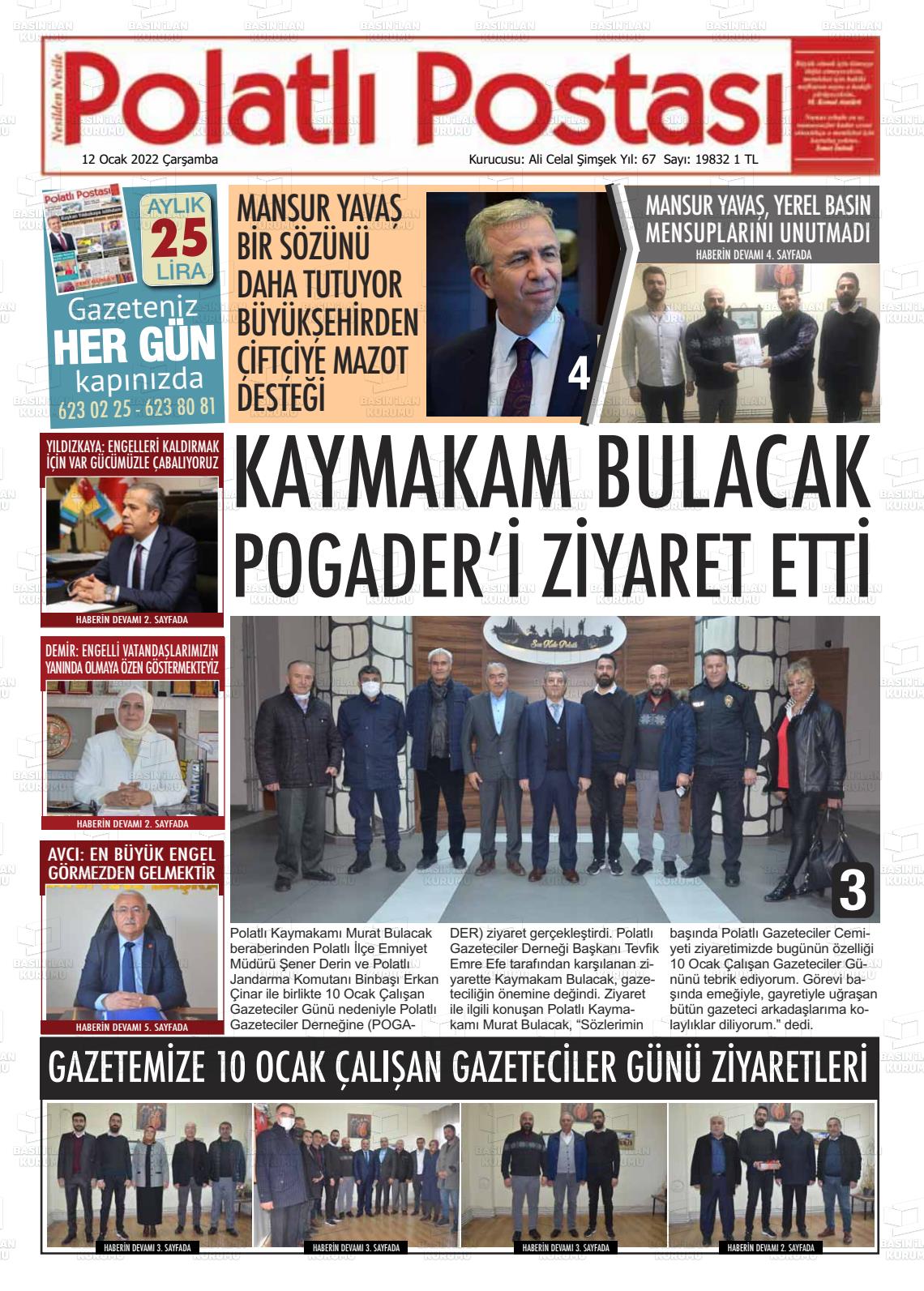 12 Ocak 2022 Polatlı Postası Gazete Manşeti