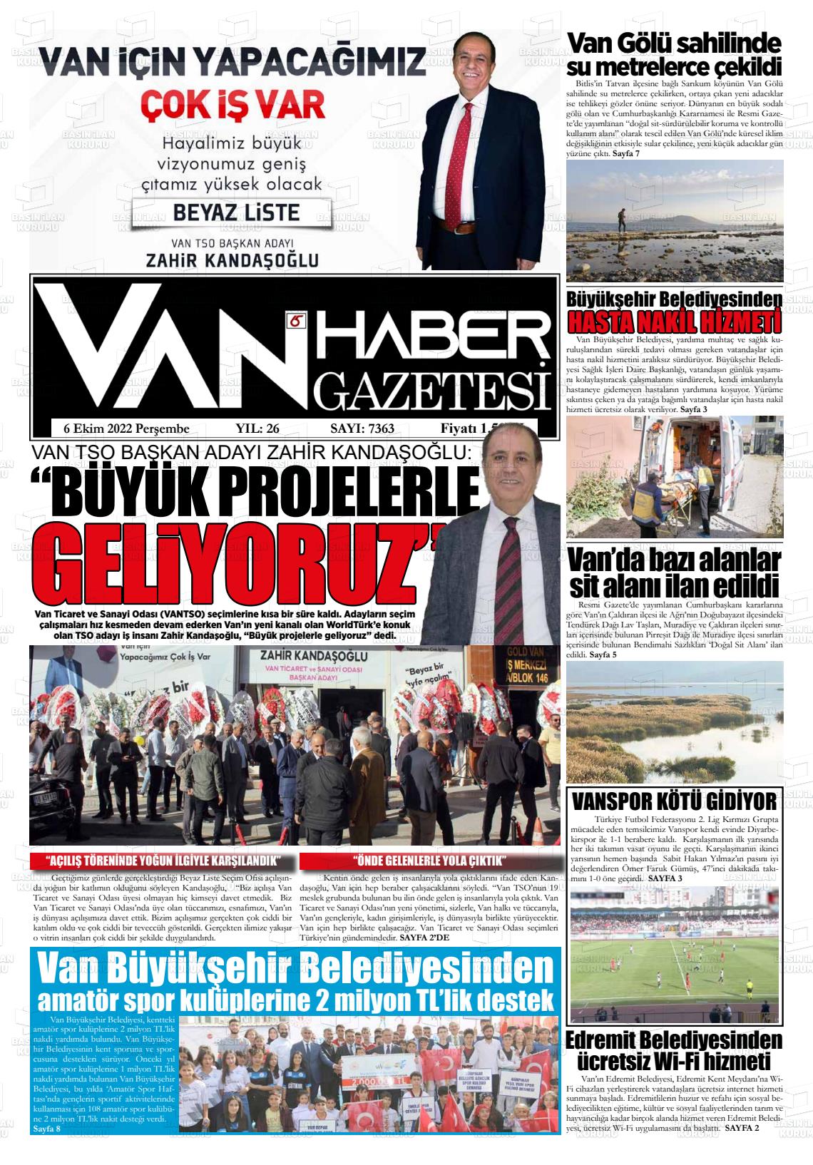 06 Ekim 2022 Van Prestij Gazete Manşeti
