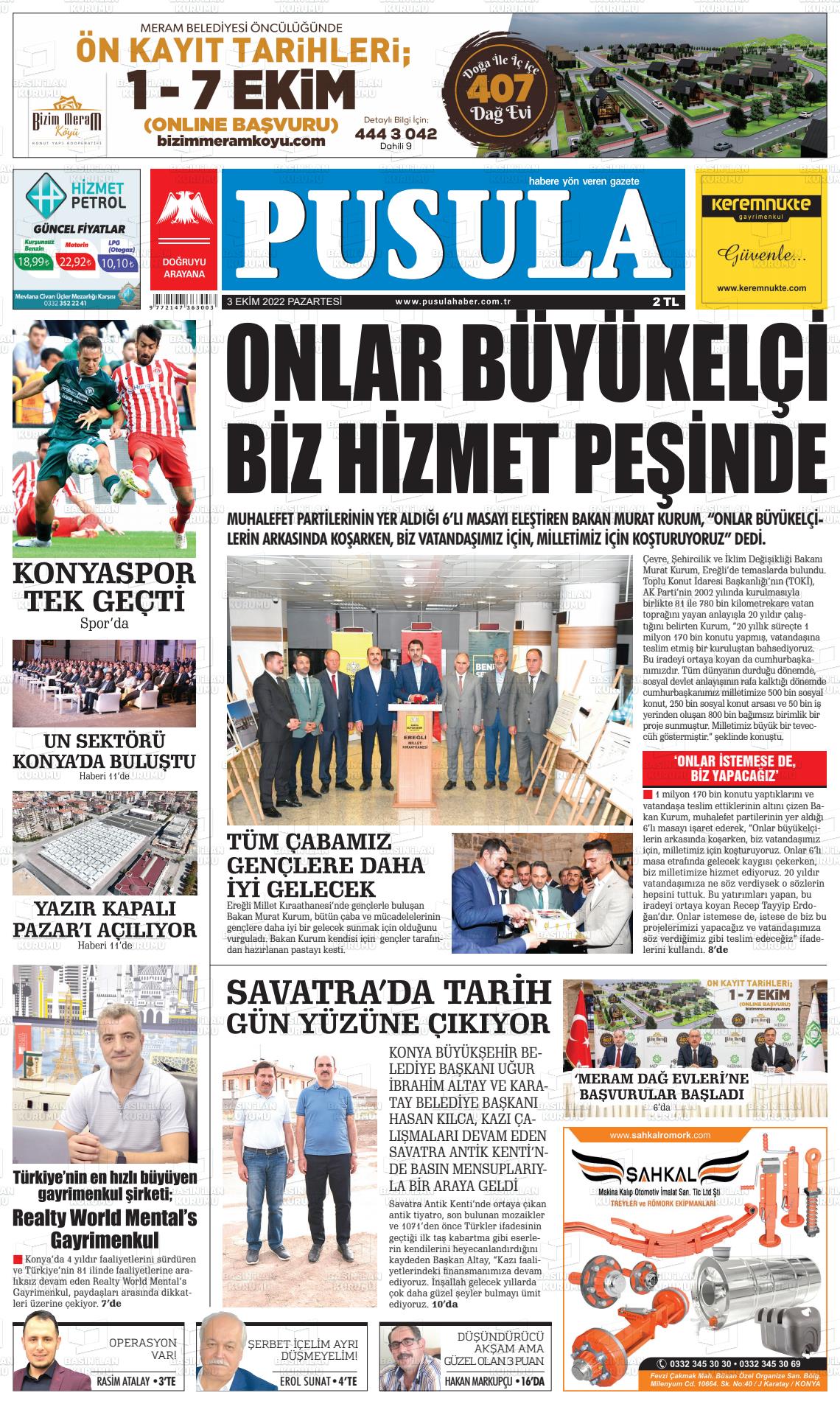 03 Ekim 2022 Pusula Haber Gazete Manşeti