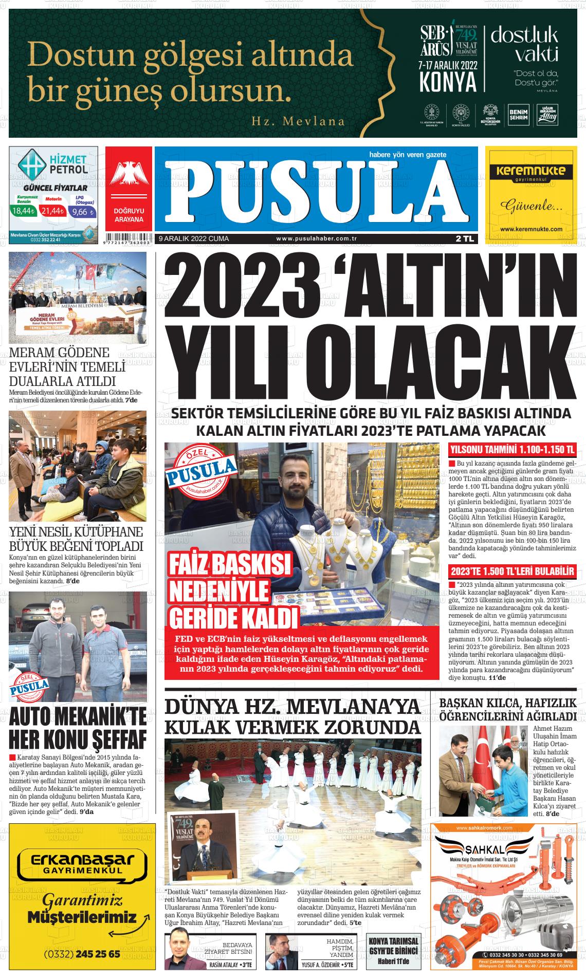 09 Aralık 2022 Pusula Haber Gazete Manşeti