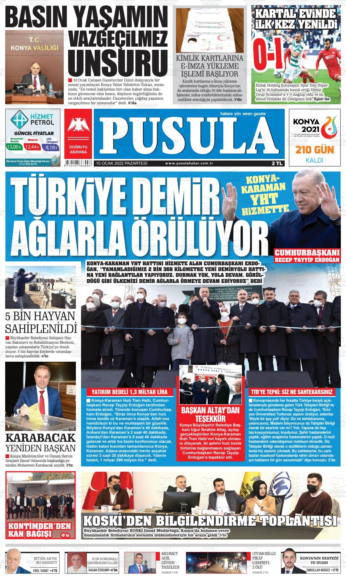 10 Ocak 2022 Pusula Haber Gazete Manşeti