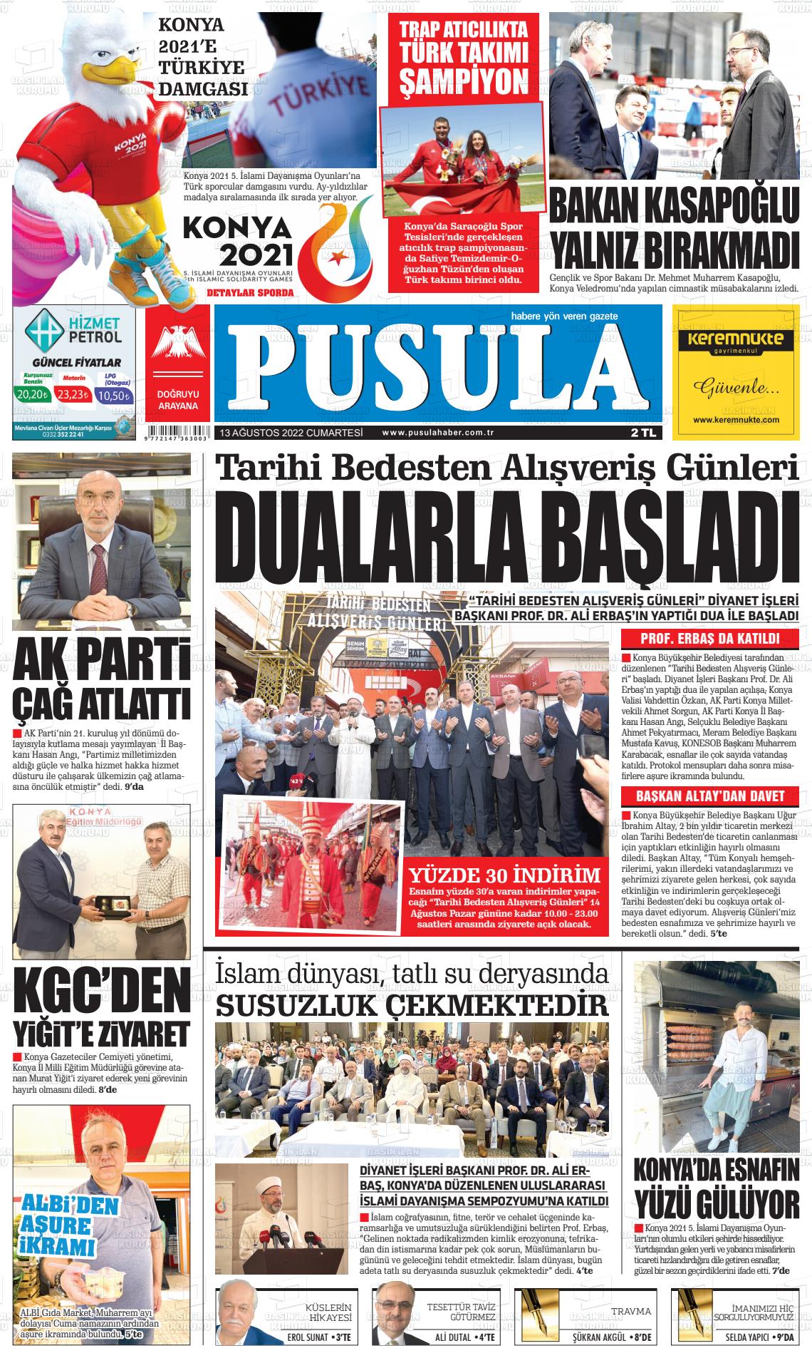 13 Ağustos 2022 Pusula Haber Gazete Manşeti
