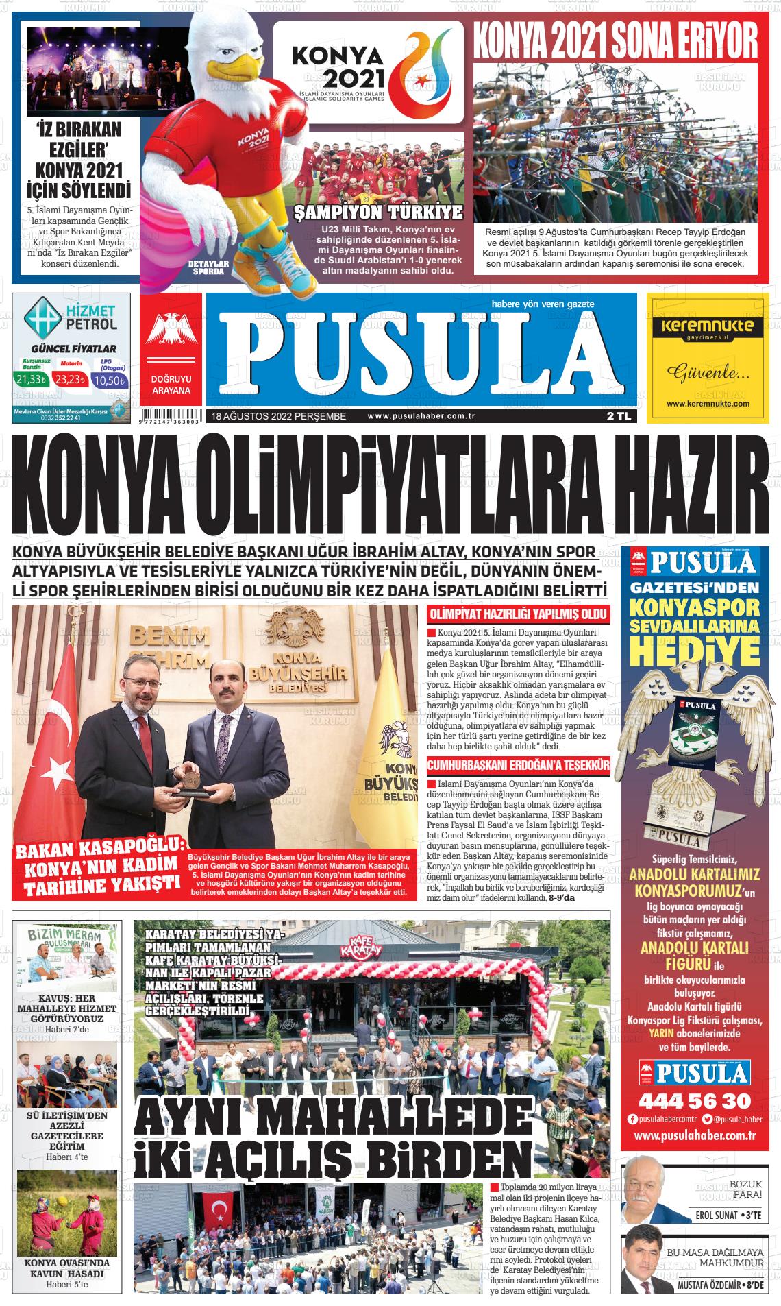 18 Ağustos 2022 Pusula Haber Gazete Manşeti