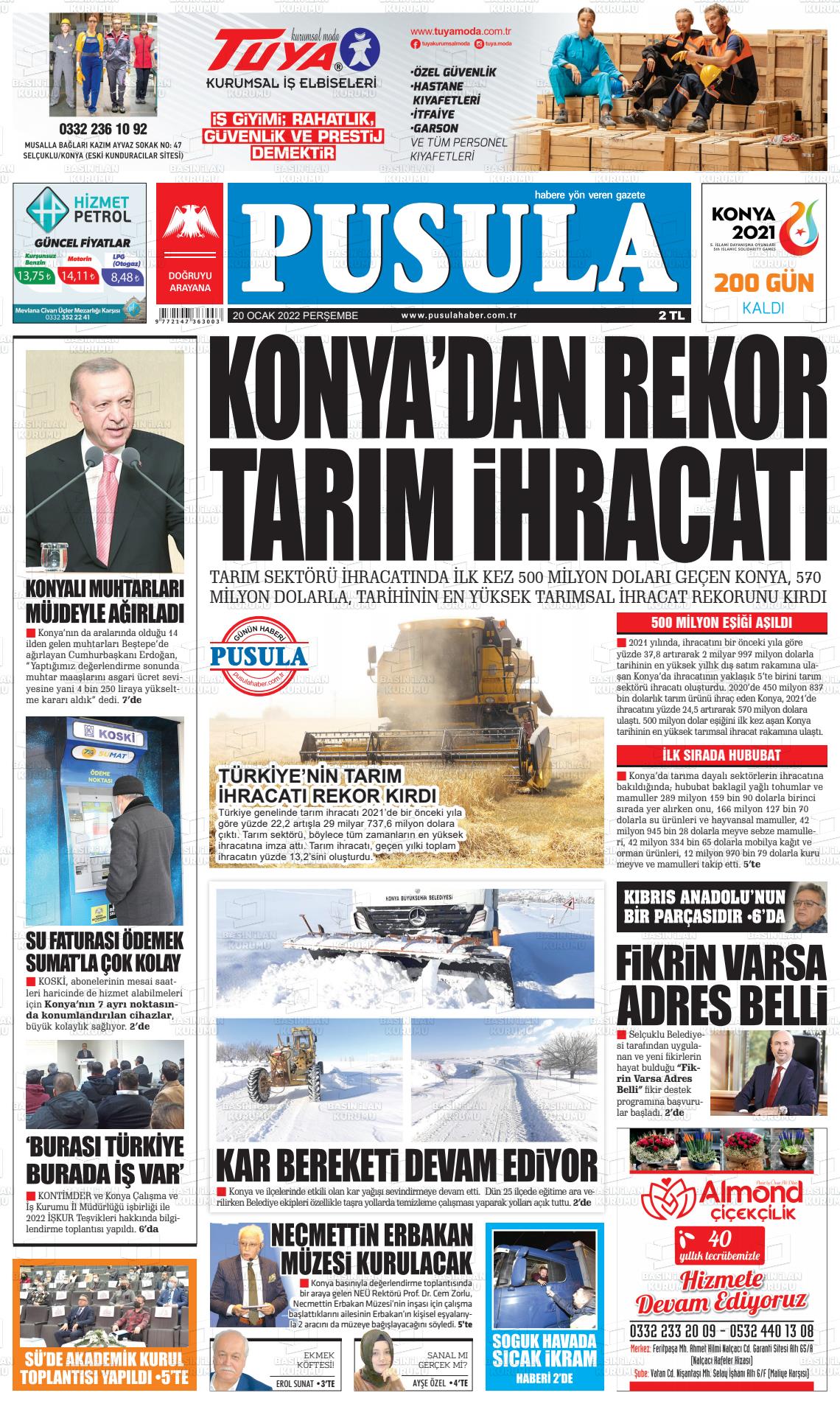 20 Ocak 2022 Pusula Haber Gazete Manşeti