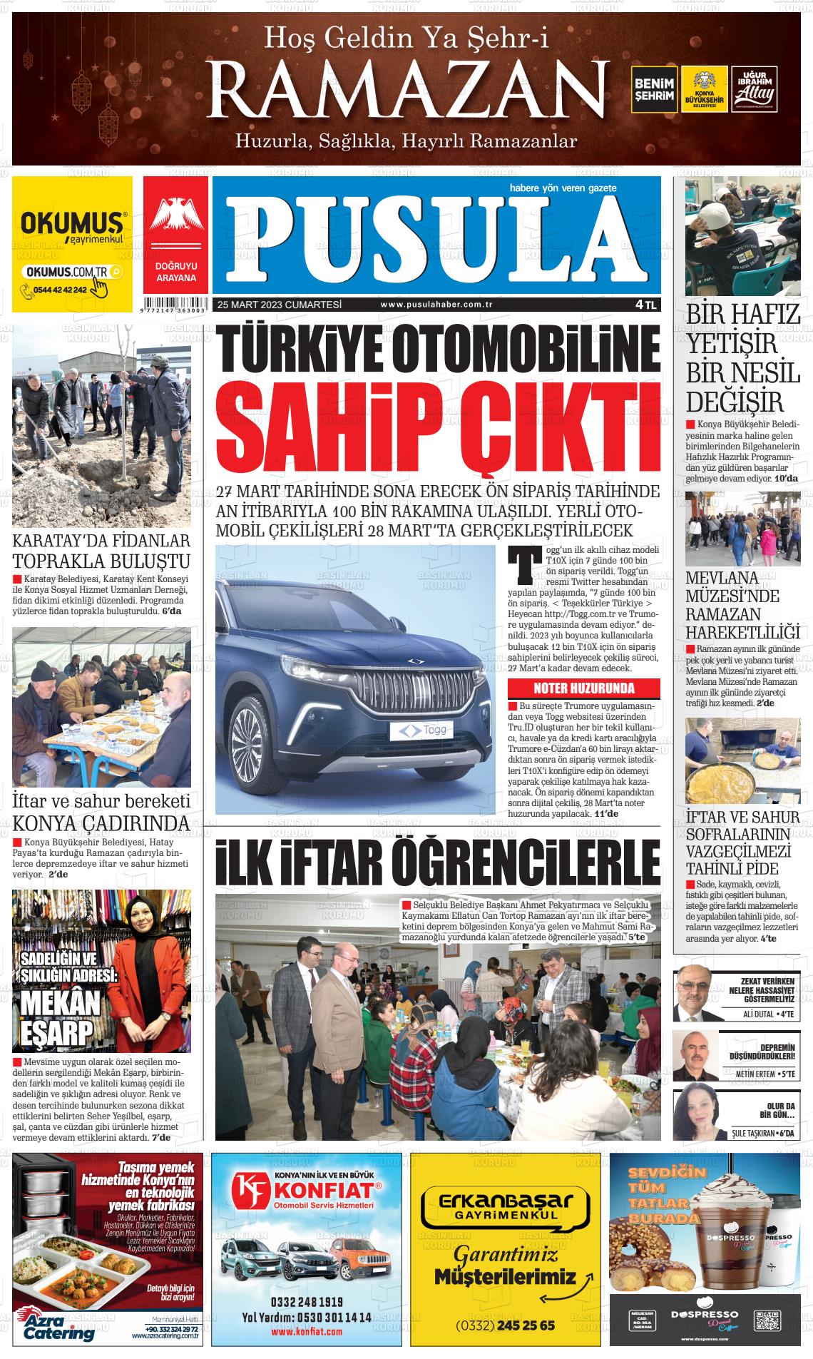 25 Mart 2023 Pusula Haber Gazete Manşeti