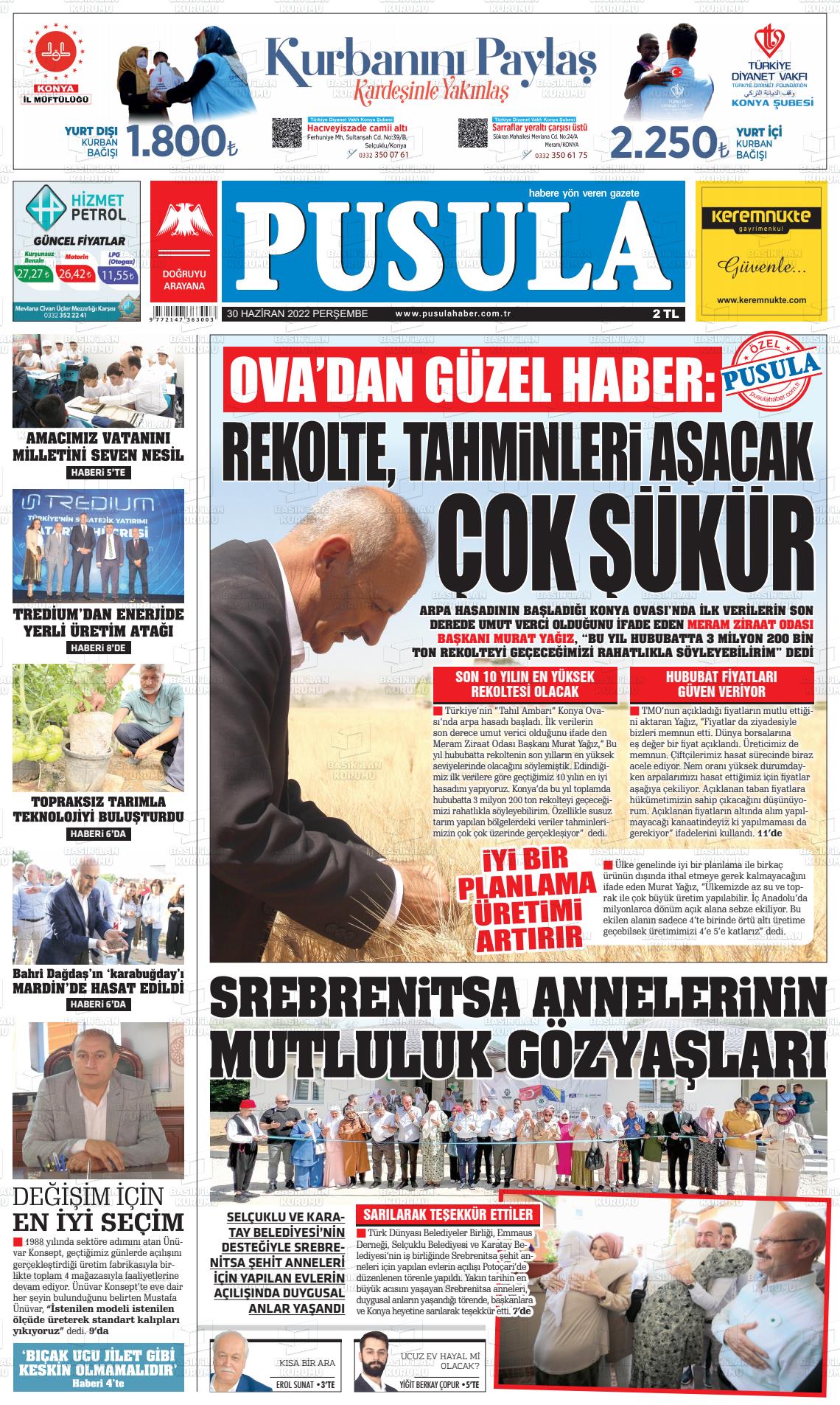 01 Temmuz 2022 Pusula Haber Gazete Manşeti