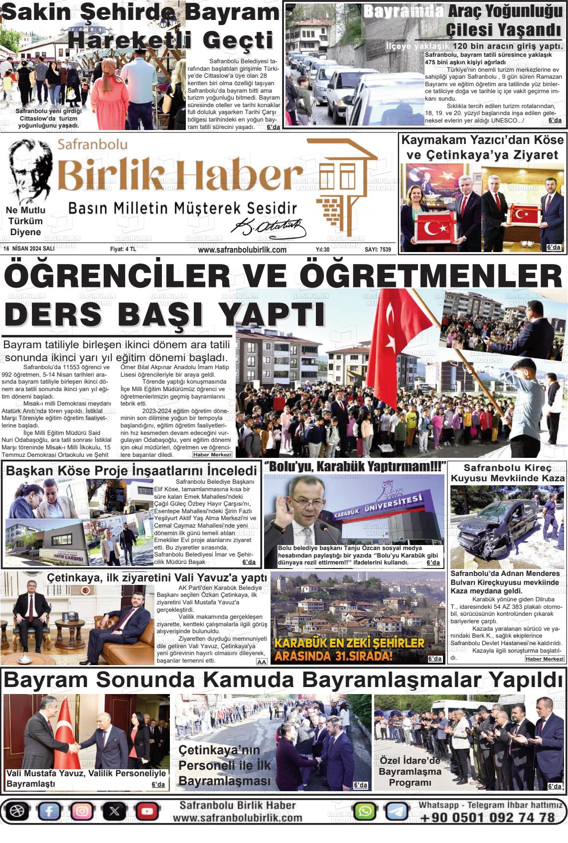 19 Nisan 2024 Safranboluda Sonsöz Gazete Manşeti