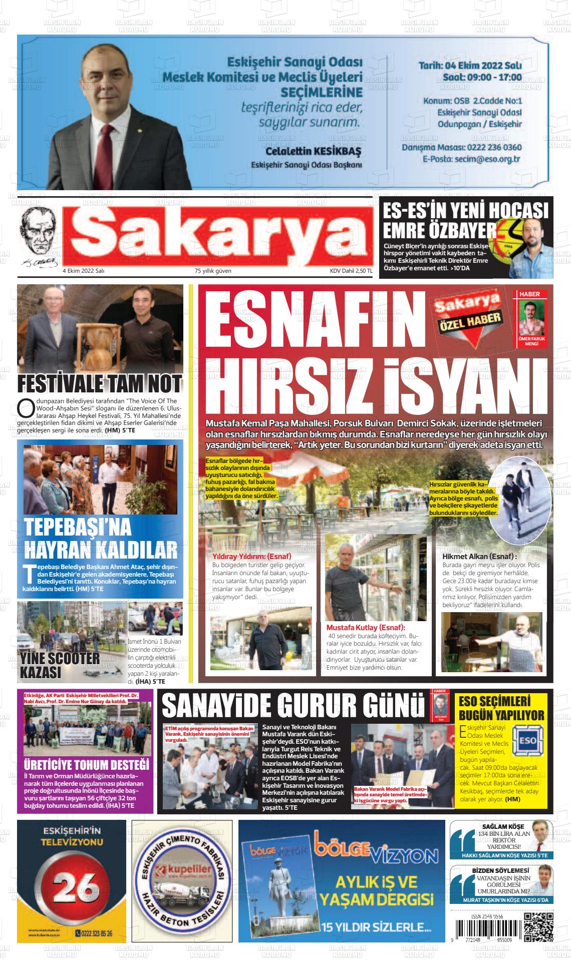 04 Ekim 2022 Sakarya Gazete Manşeti
