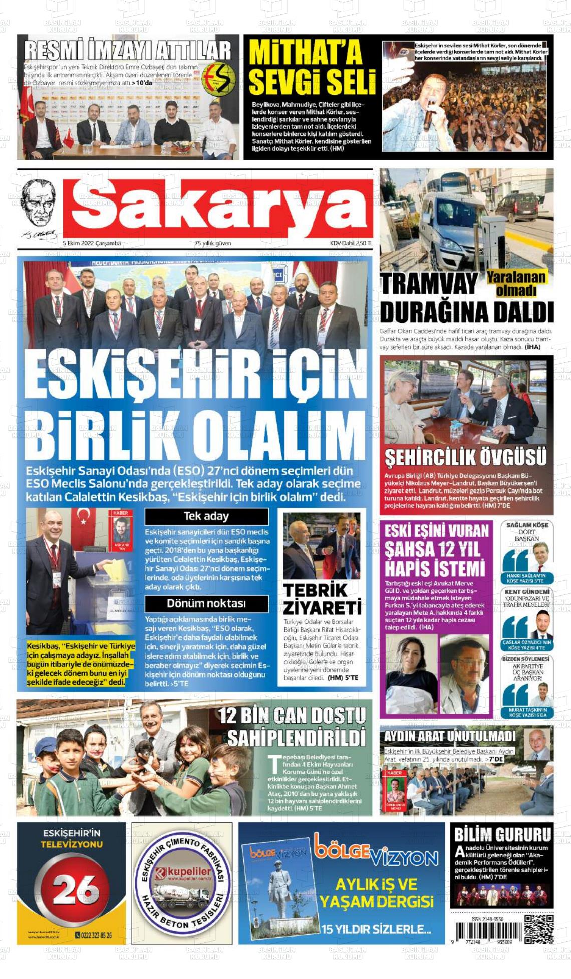 05 Ekim 2022 Sakarya Gazete Manşeti