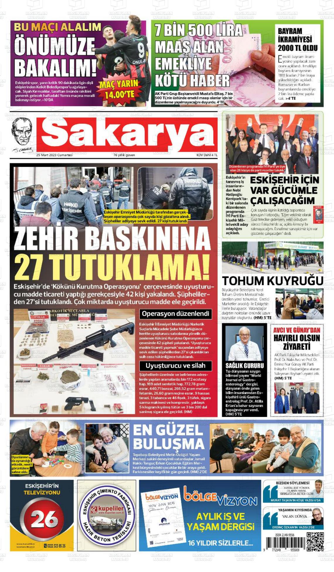 25 Mart 2023 Sakarya Gazete Manşeti
