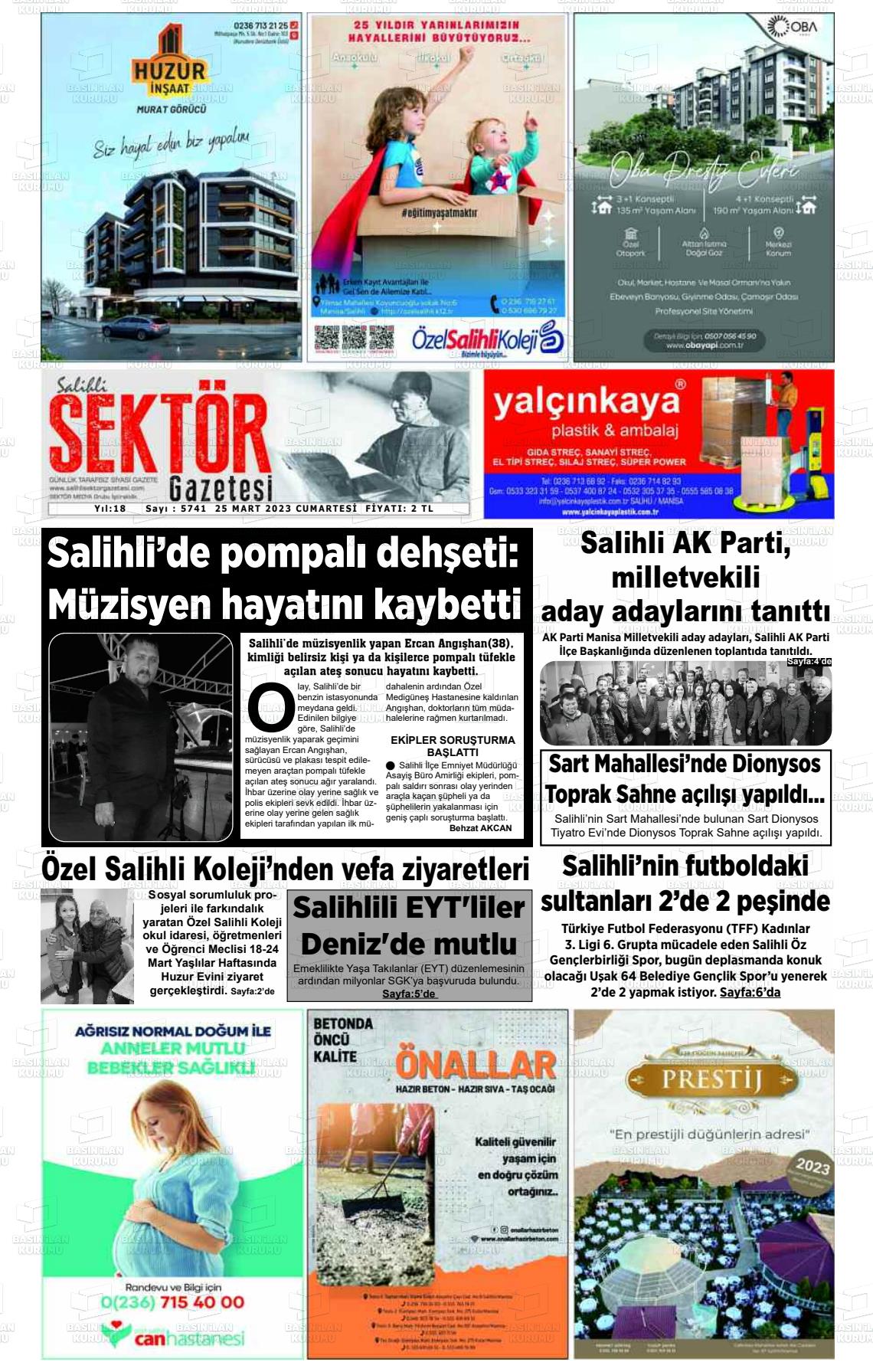 25 Mart 2023 Salihli Sektör Gazete Manşeti