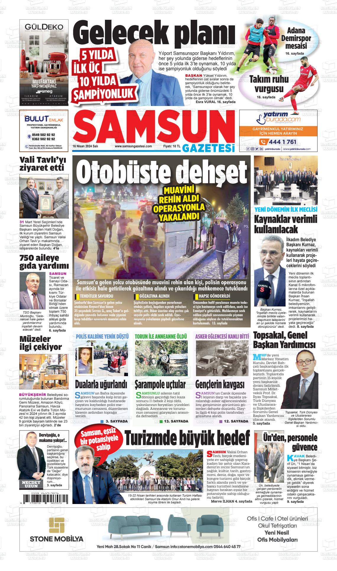 17 Nisan 2024 Samsun Gazete Manşeti