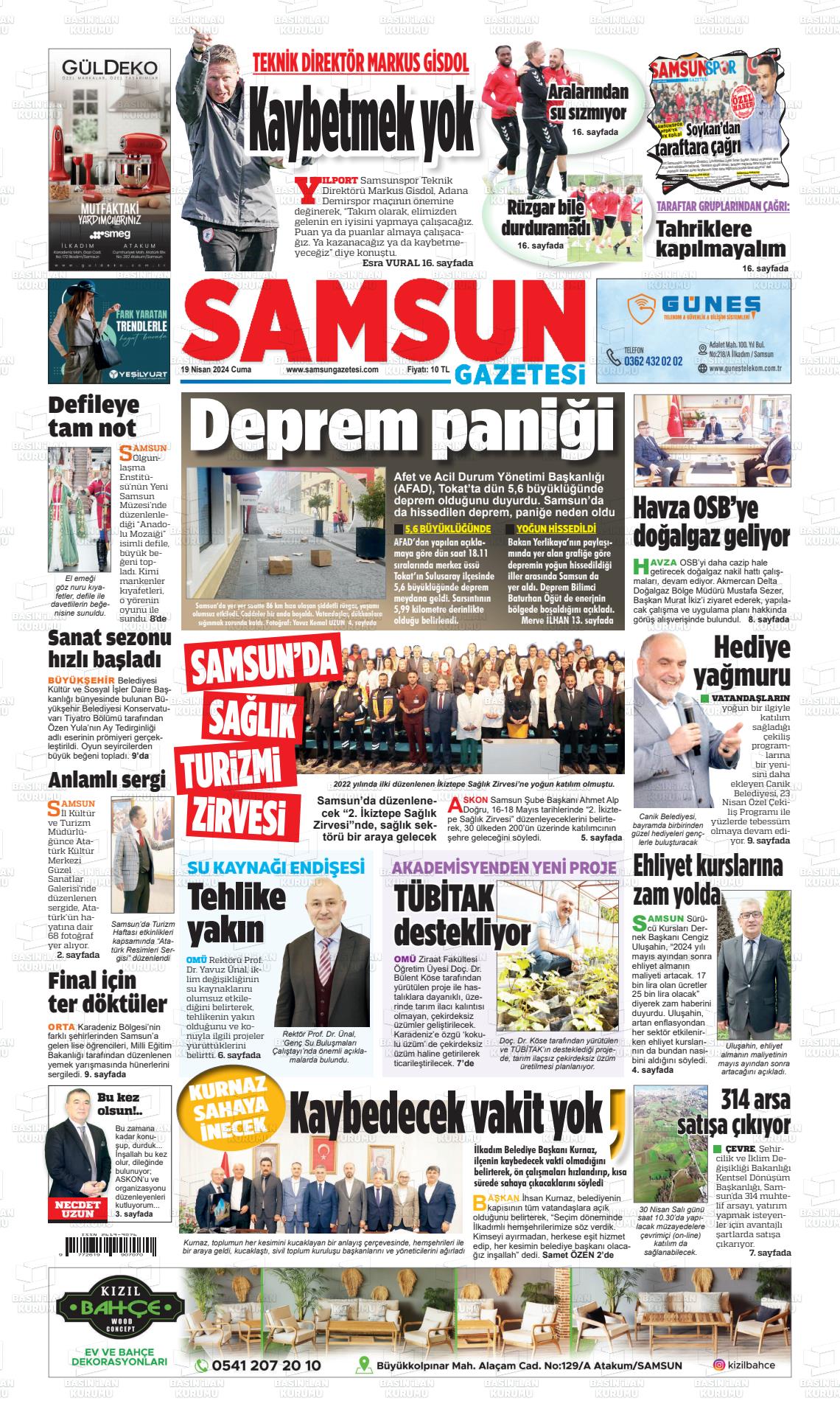 19 Nisan 2024 Samsun Gazete Manşeti