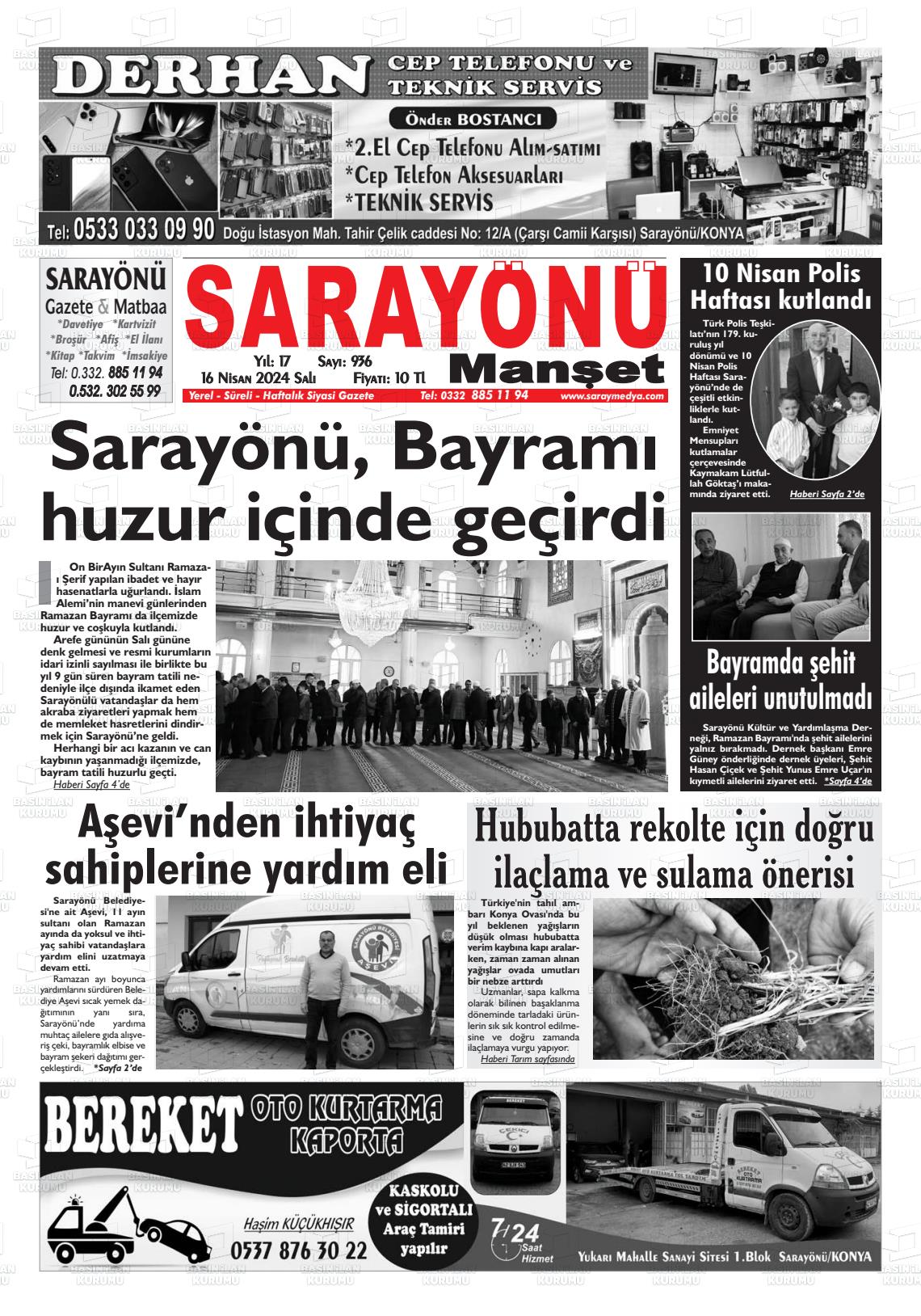17 Nisan 2024 Saray Medya Gazete Manşeti