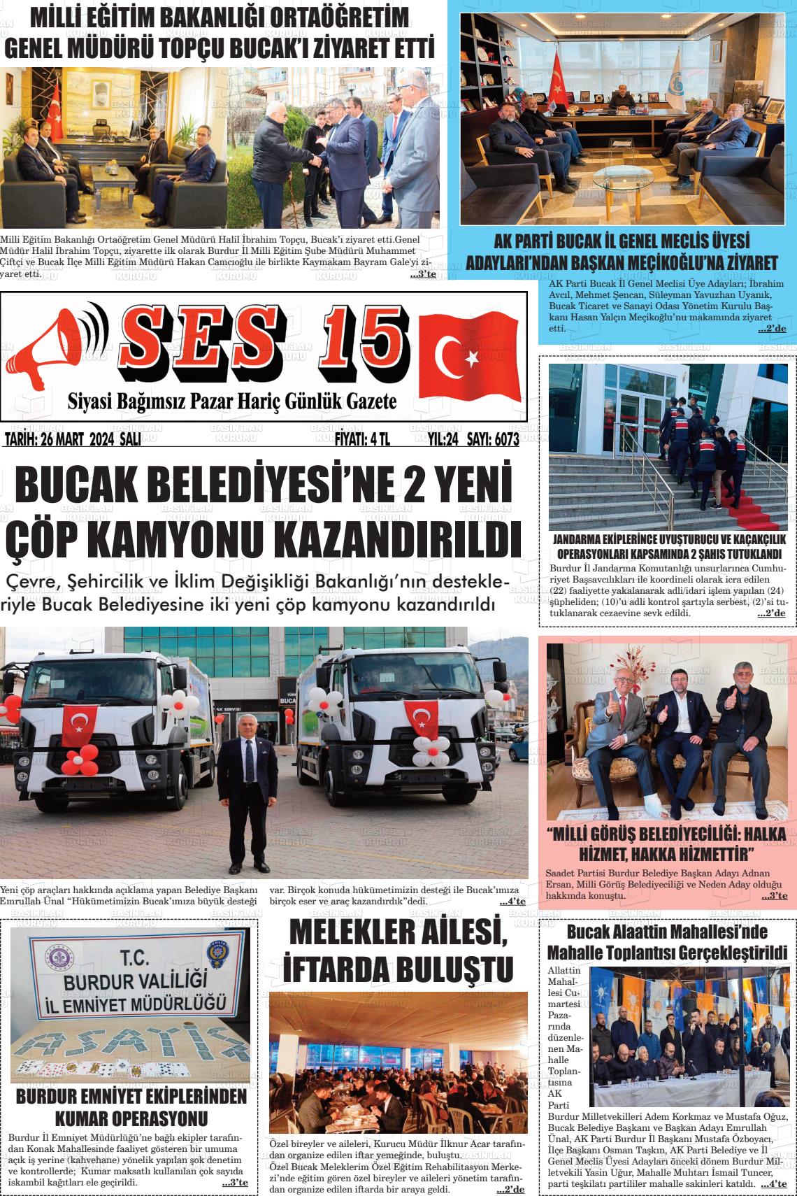 26 Mart 2024 Ses 15 Gazete Manşeti