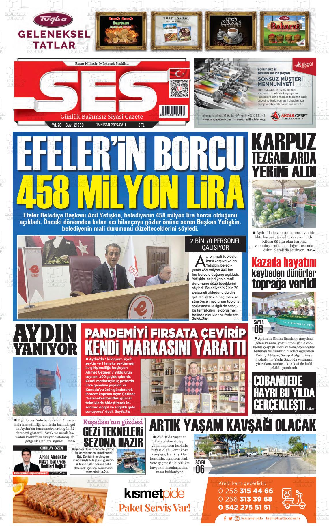 18 Nisan 2024 Aydın SES Gazete Manşeti